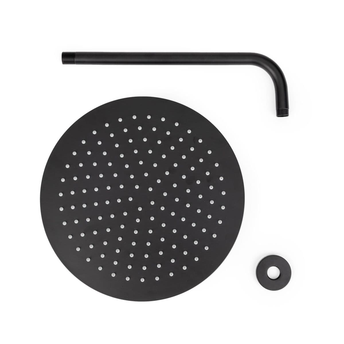 Set soffione ultraslim 30 cm con braccio doccia 35 cm nero opaco