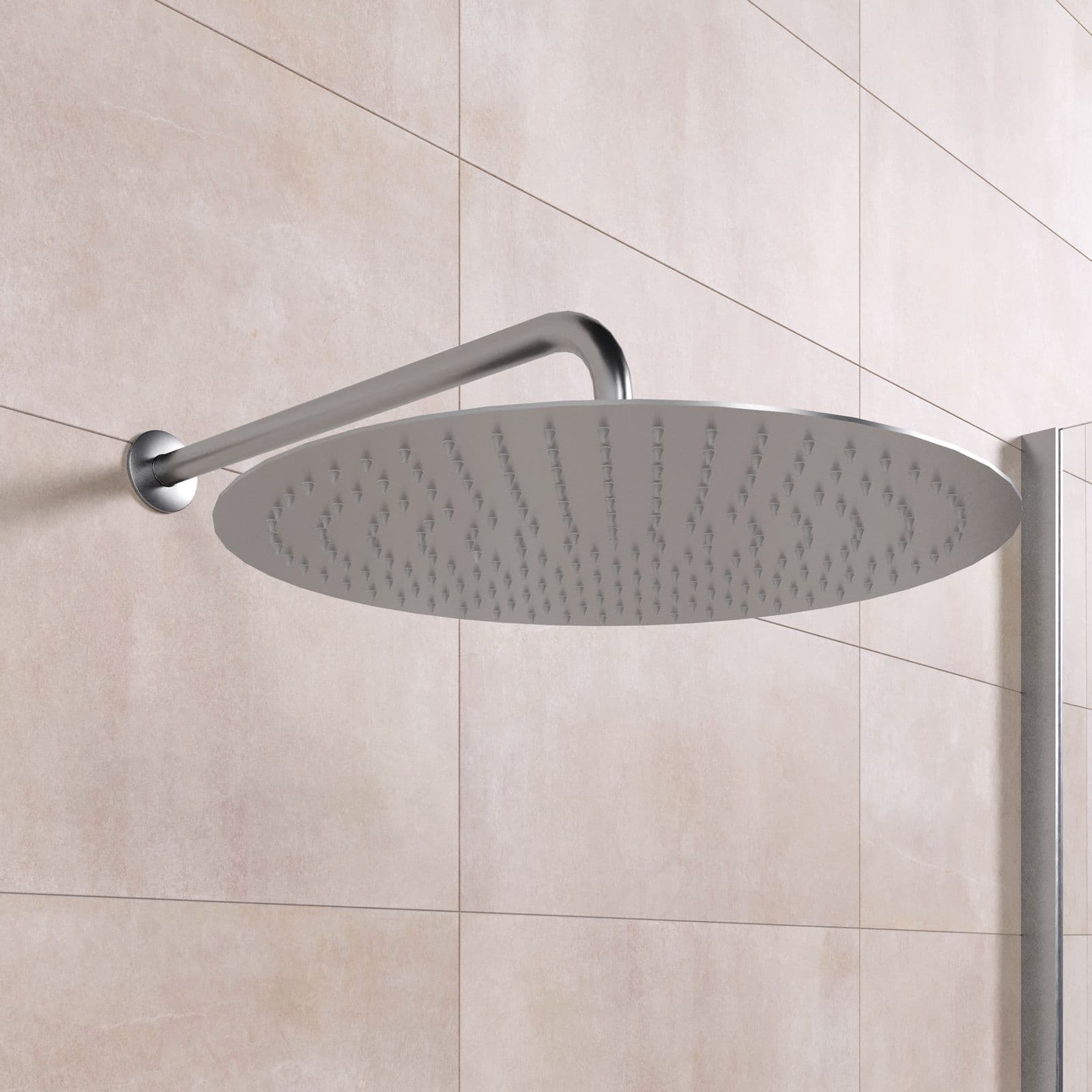 Set soffione ultraslim 30 cm con braccio doccia 40 cm spazzolato