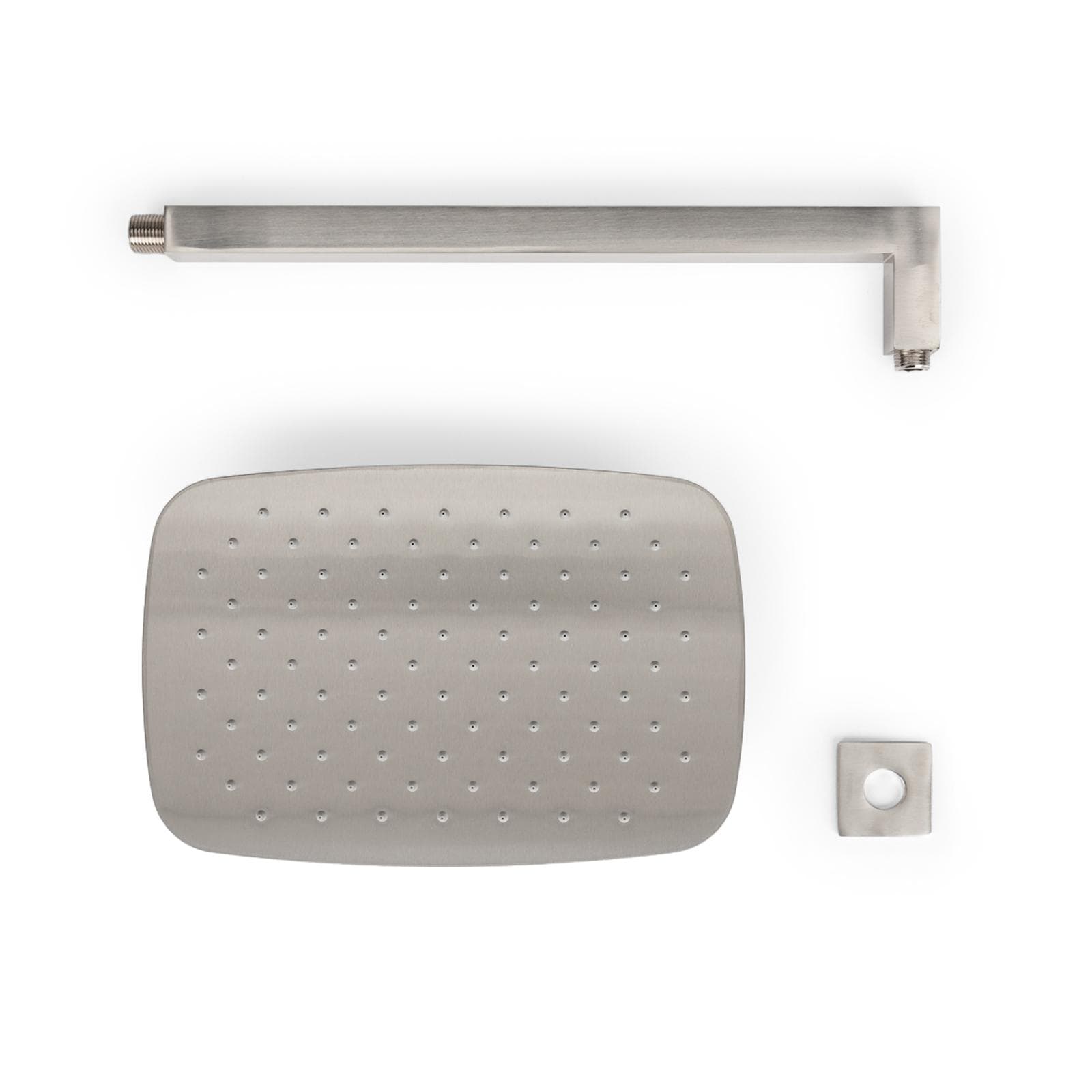Set soffione ultraslim 30x20 cm con braccio doccia a gomito 40 cm spazzolato