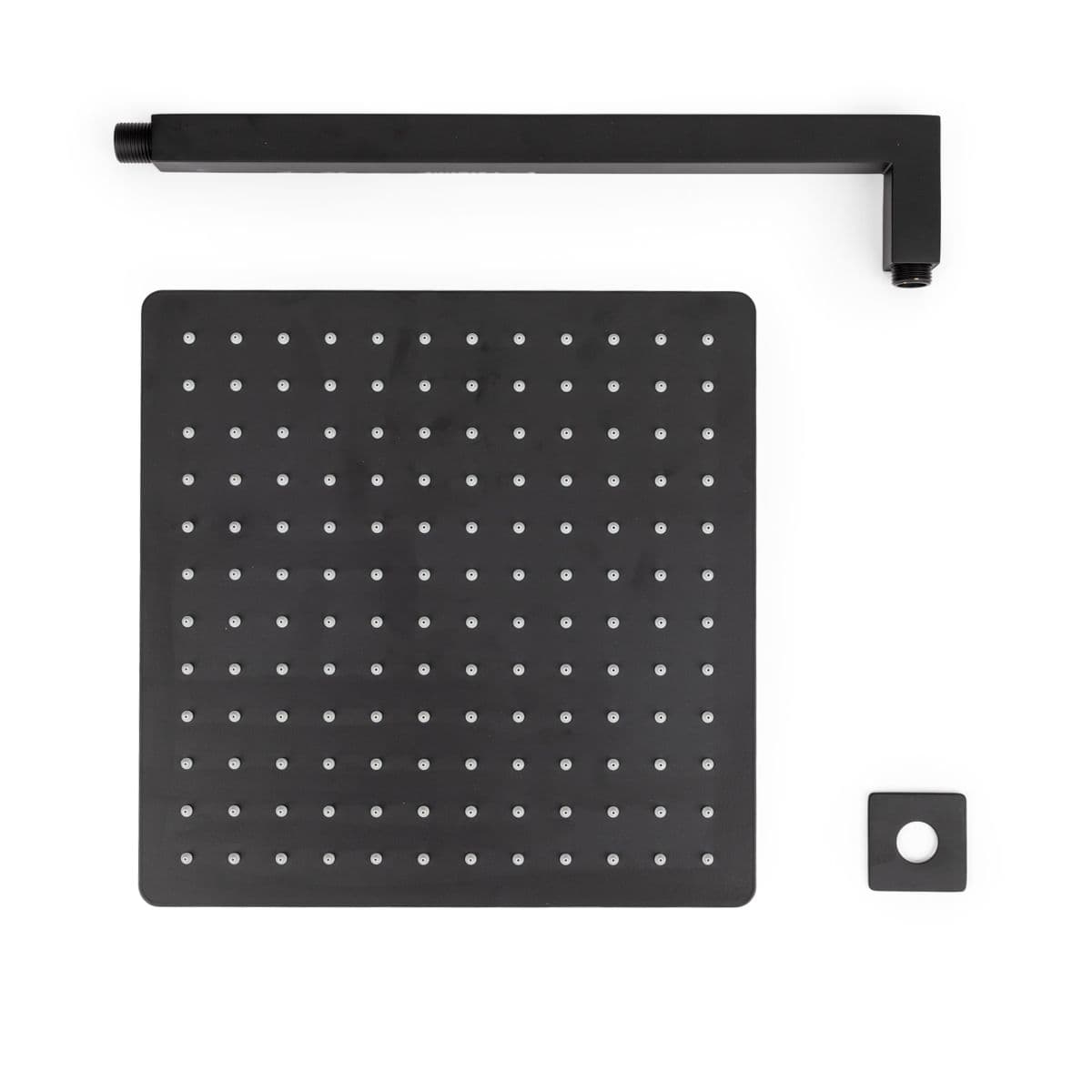 Set soffione ultraslim 30x30 cm con braccio doccia a gomito 40 cm nero opaco