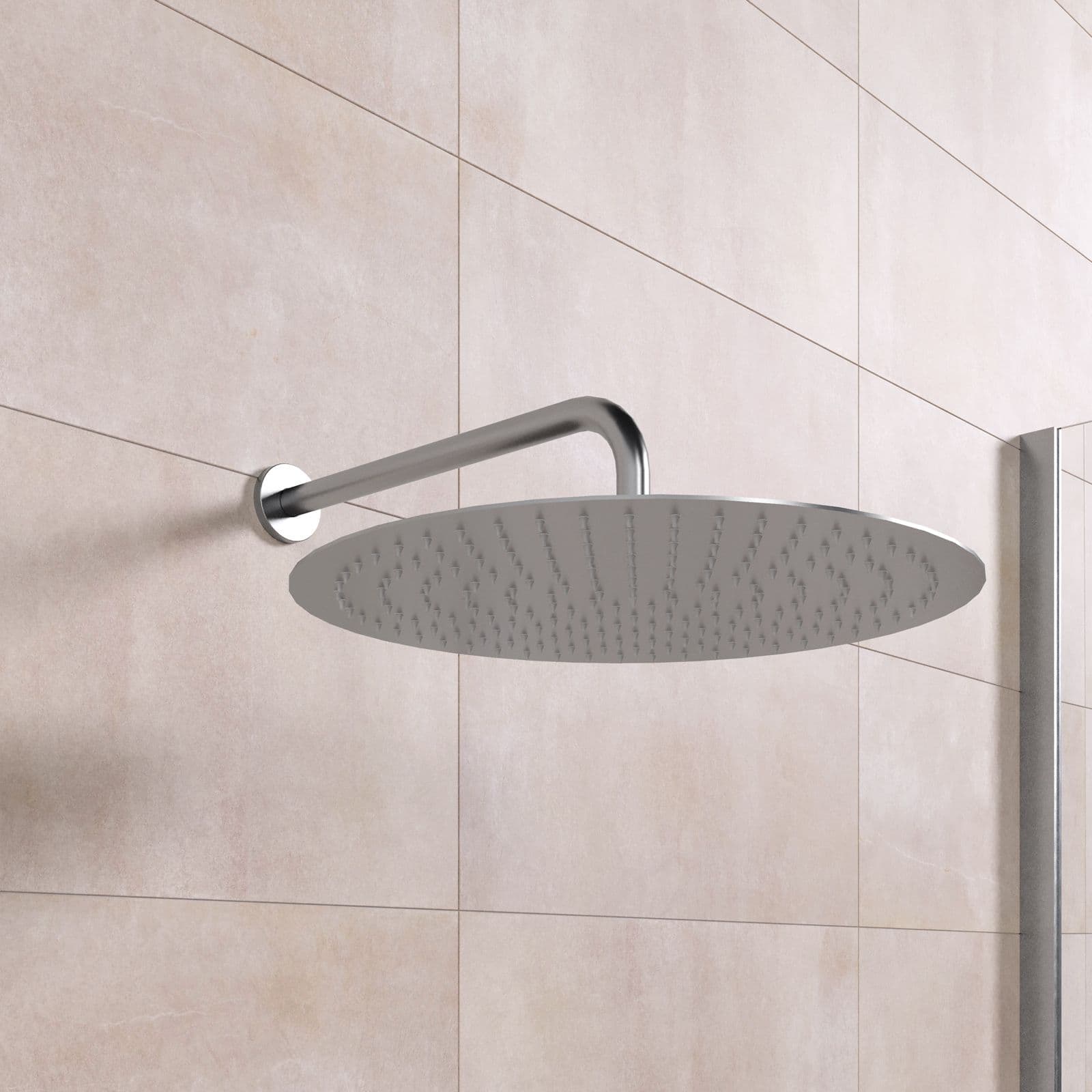 Set soffione ultraslim 40 cm con braccio doccia 35 cm spazzolato