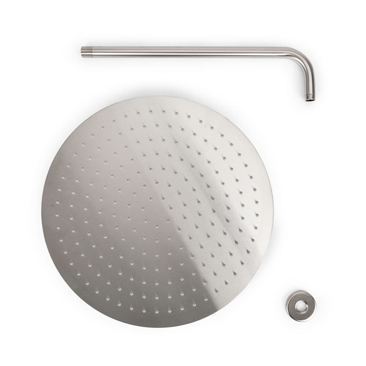 Set soffione ultraslim 40 cm con braccio doccia 40 cm spazzolato