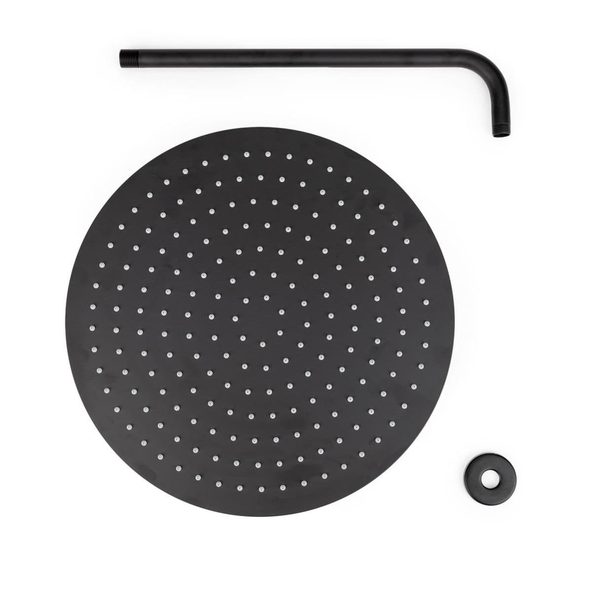 Set soffione ultraslim 40 cm con braccio doccia 40 cm nero opaco