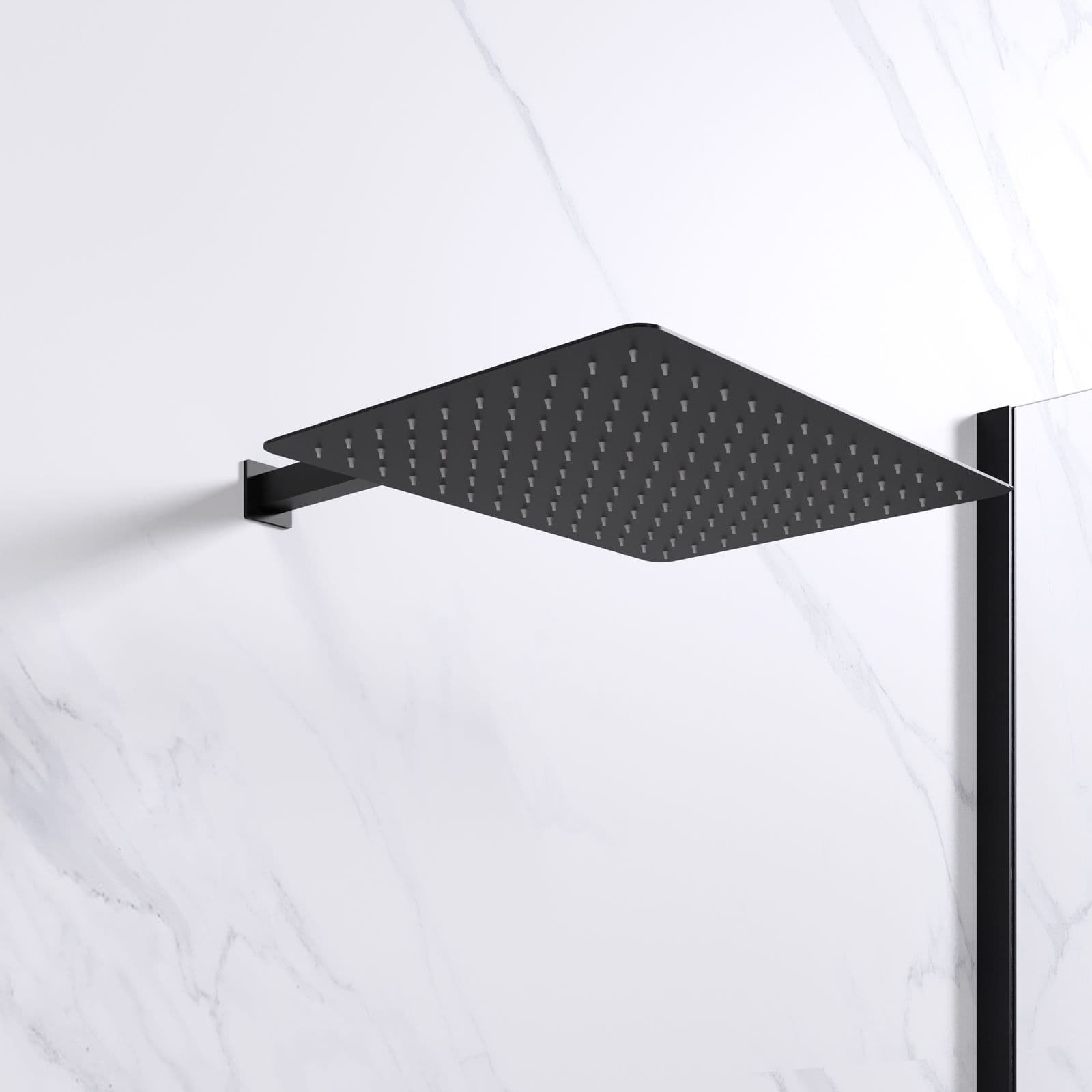 Set soffione ultraslim 40x30 cm con braccio doccia 40 cm nero opaco