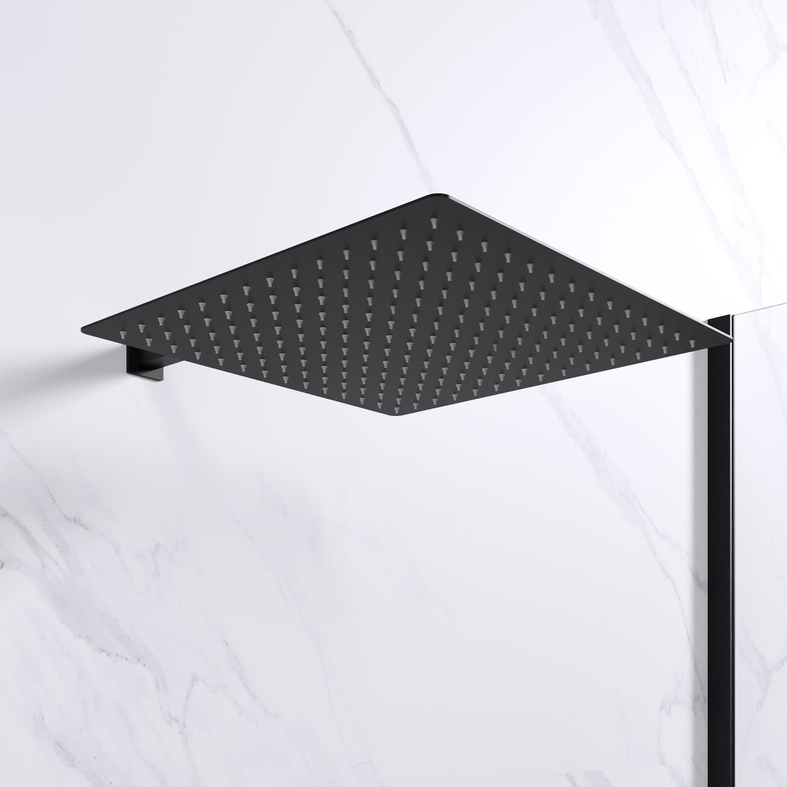 Set soffione ultraslim 40x40 cm con braccio doccia 40 cm nero opaco