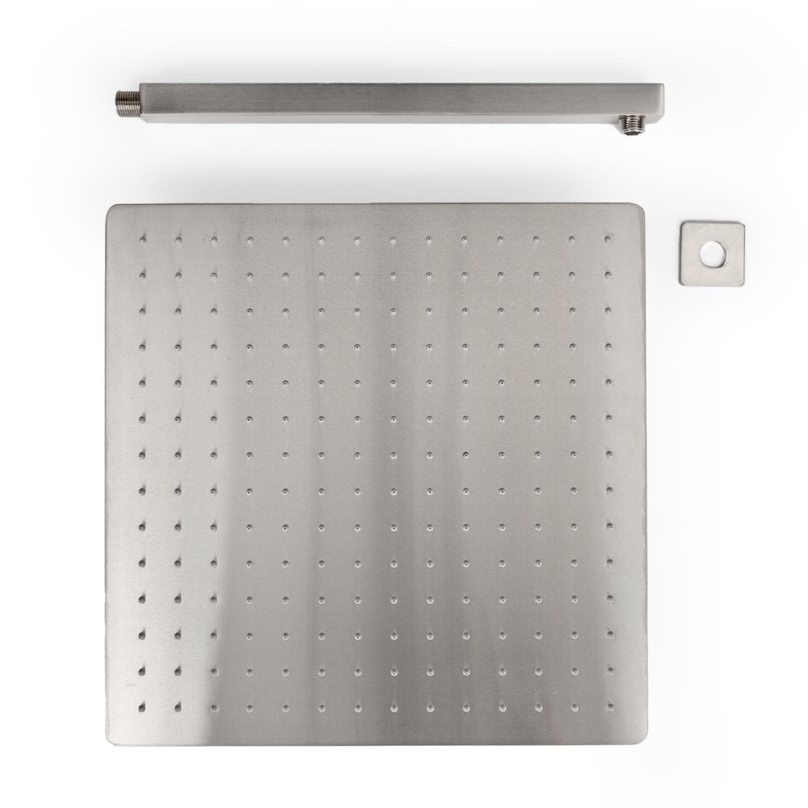 Set soffione ultraslim 40x40 cm con braccio quadrato 40 cm spazzolato