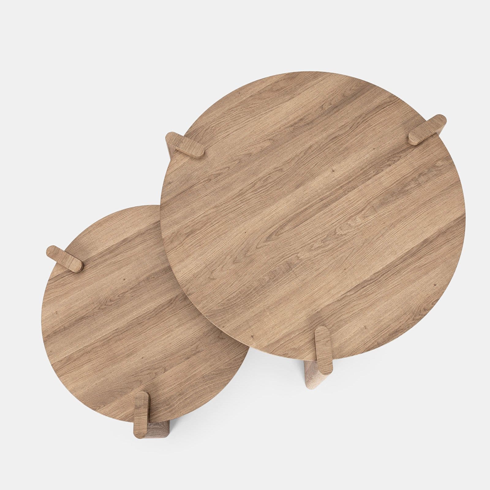 Set 2 tavolini tondi 60 cm e 80 cm in legno rovere - Scaly