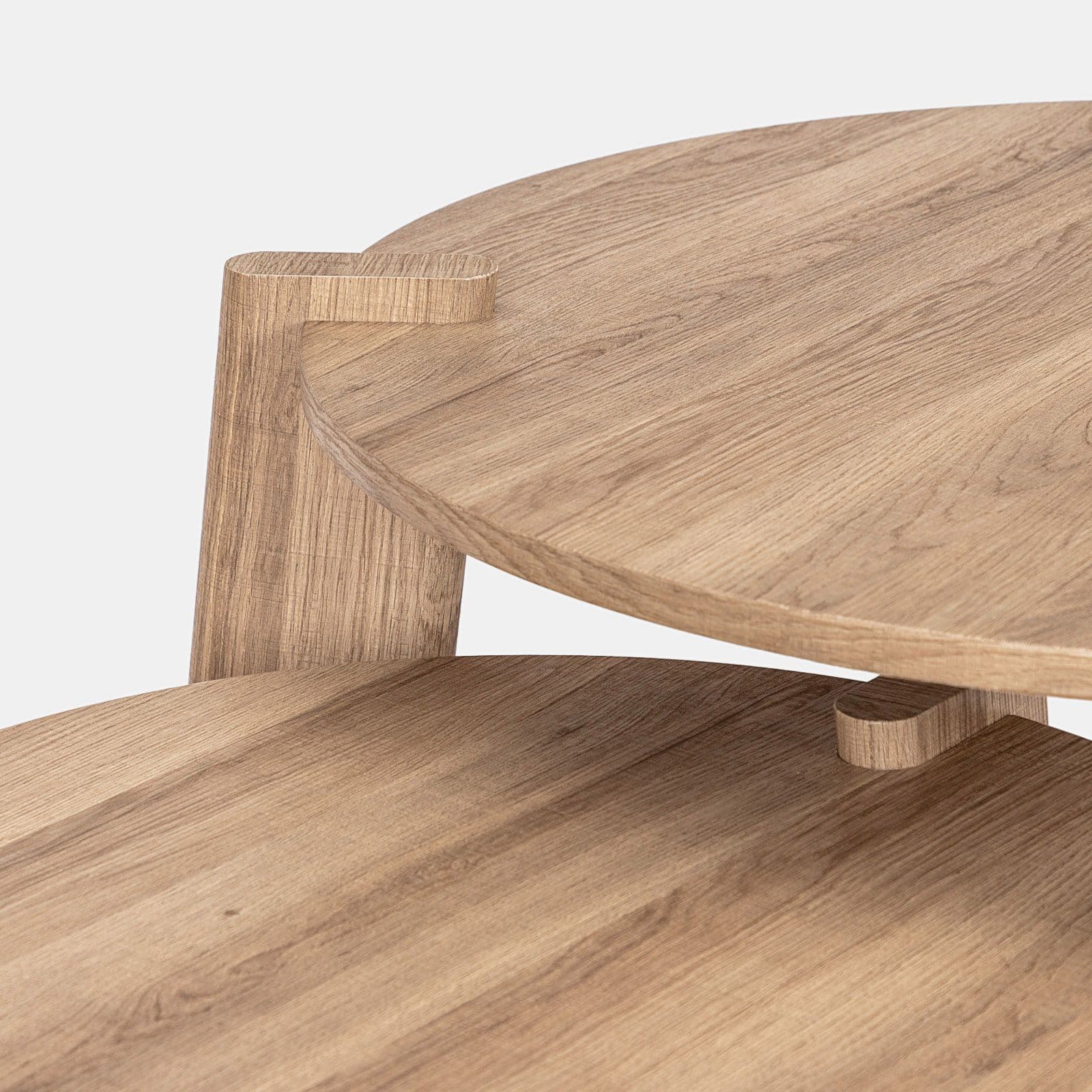 Set 2 tavolini tondi 60 cm e 80 cm in legno rovere - Scaly