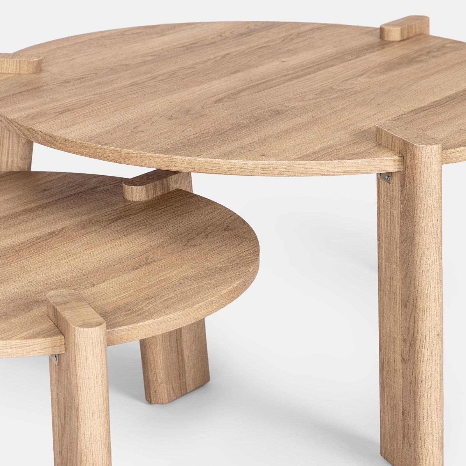 Set 2 tavolini tondi 60 cm e 80 cm in legno rovere - Scaly