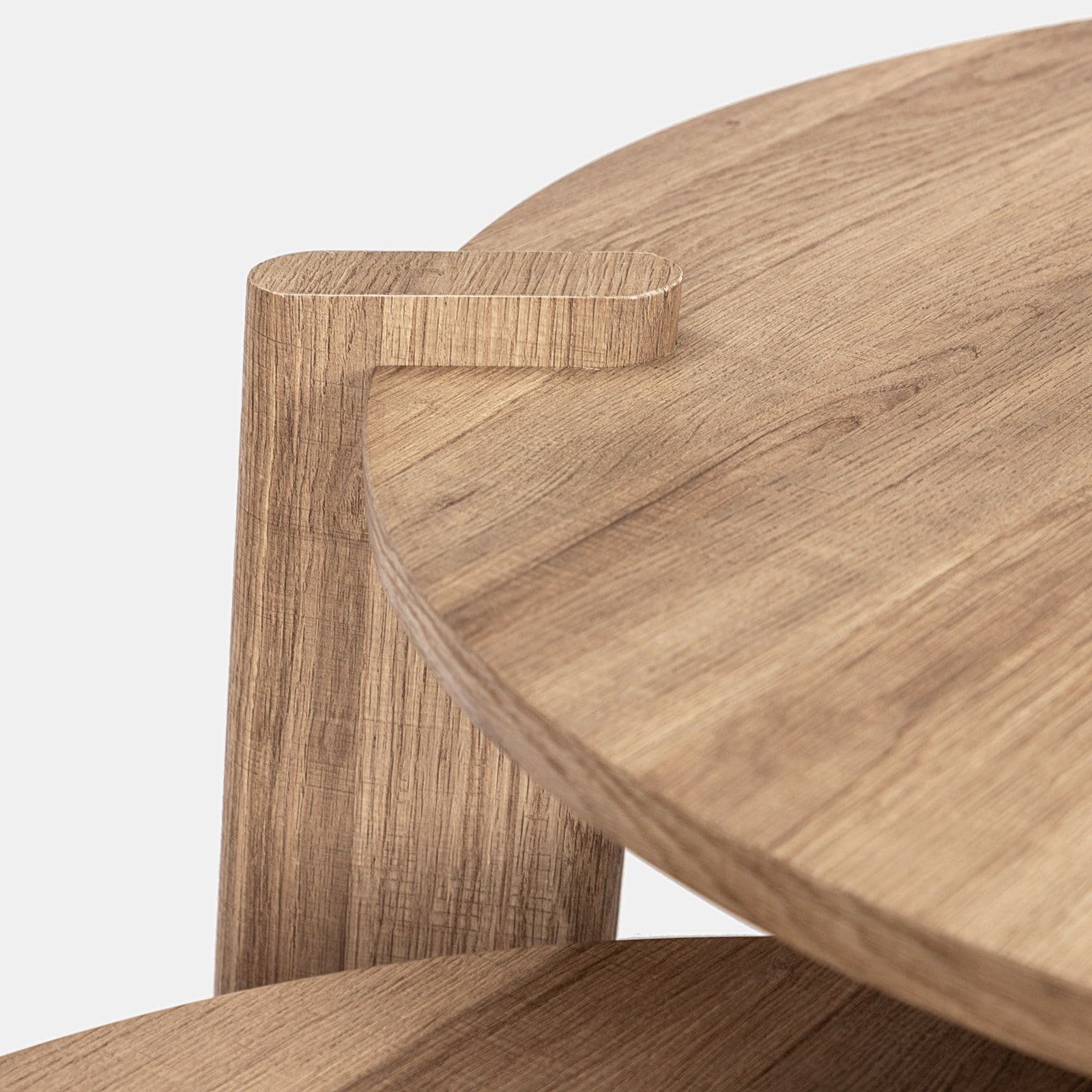 Set 2 tavolini tondi 60 cm e 80 cm in legno rovere - Scaly