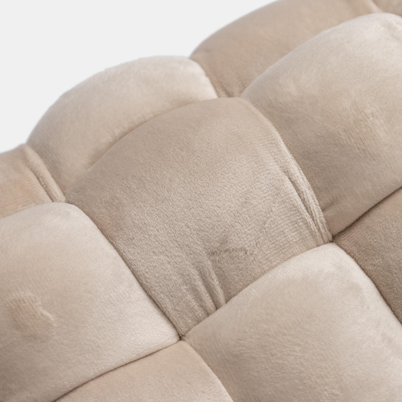 Sgabello 38x41h cm in velluto intrecciato crema con gambe in metallo oro - Jagger