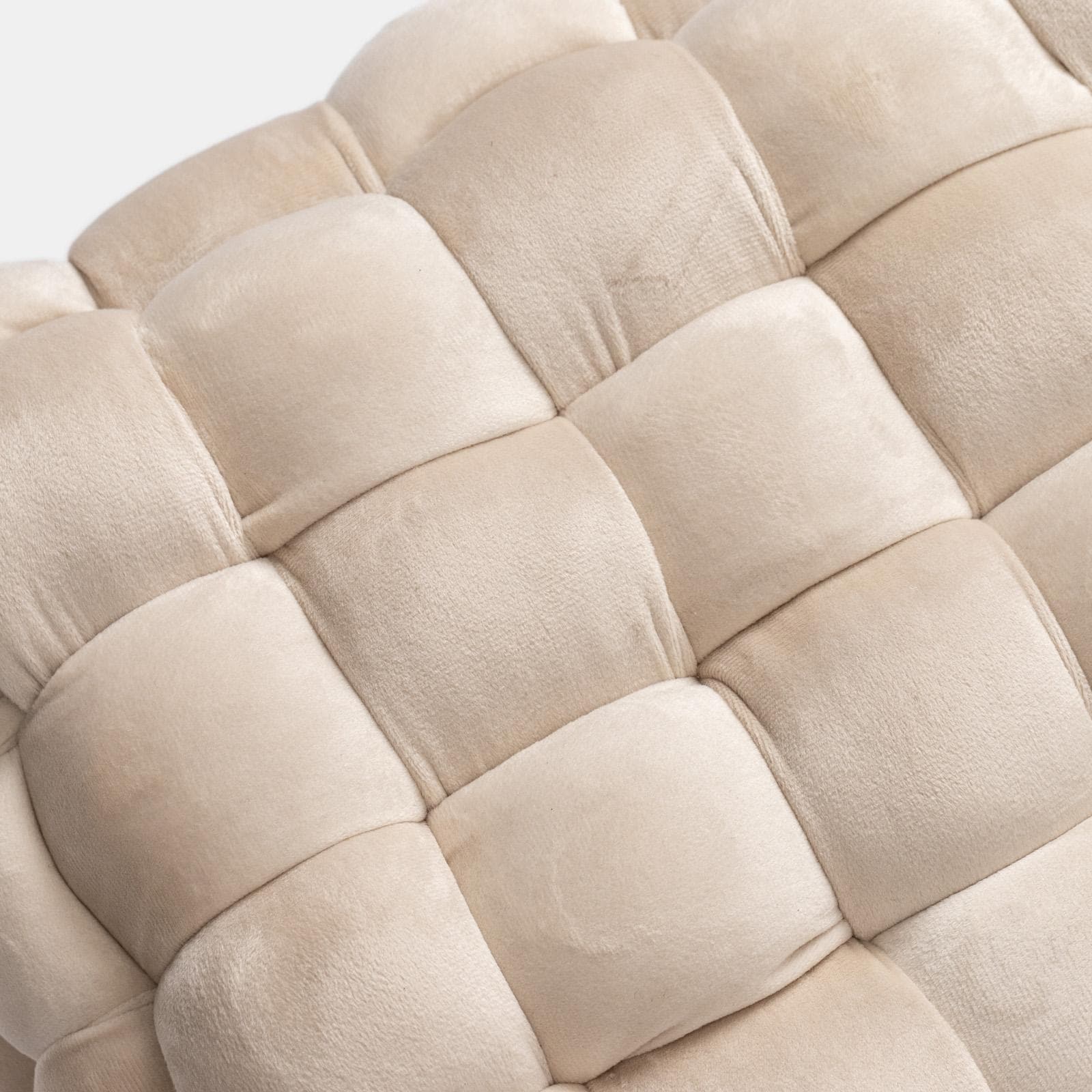 Sgabello 38x41h cm in velluto intrecciato crema con gambe in metallo oro - Jagger