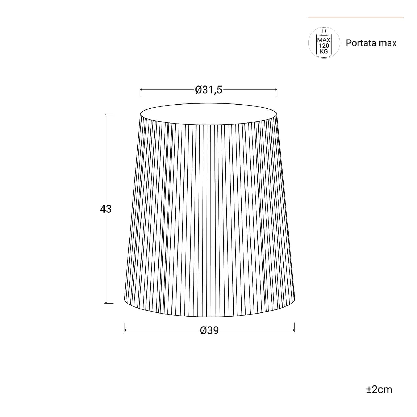 Sgabello basso da giardino rotondo 39 cm in polipropilene tortora - Xilo