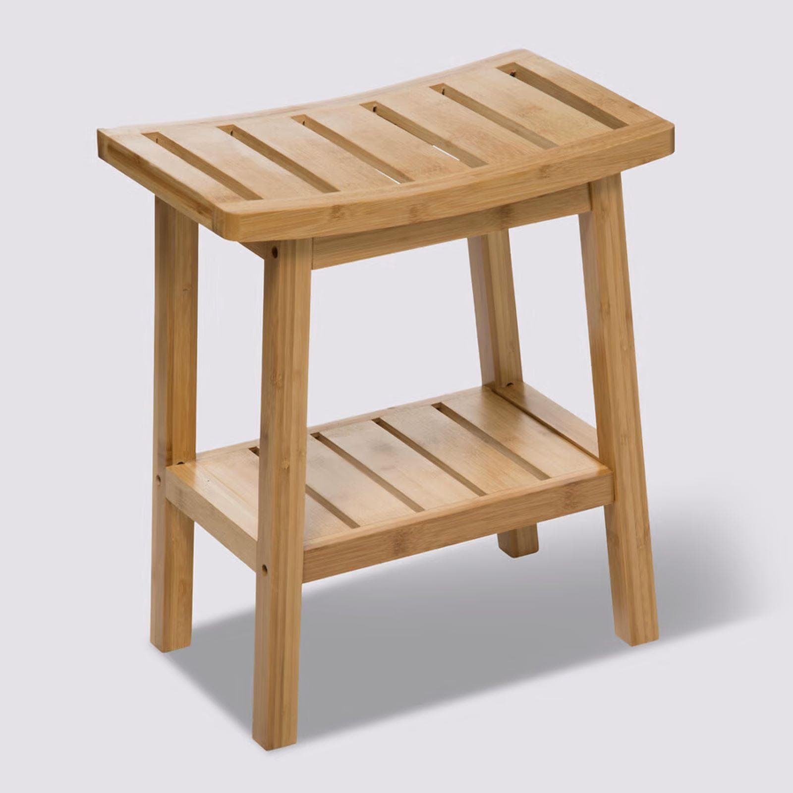 Sgabello con ripiano 46h cm in bambù naturale - Giordy