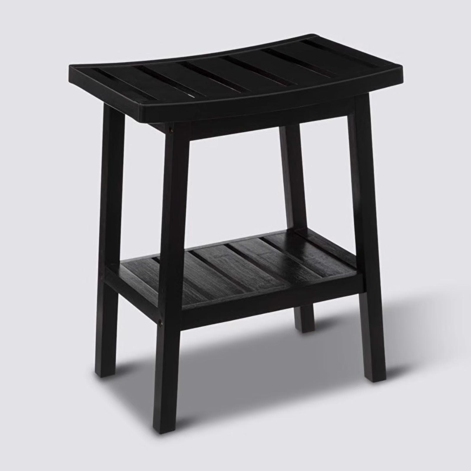 Sgabello con ripiano 46h cm in bambù nero - Giordy