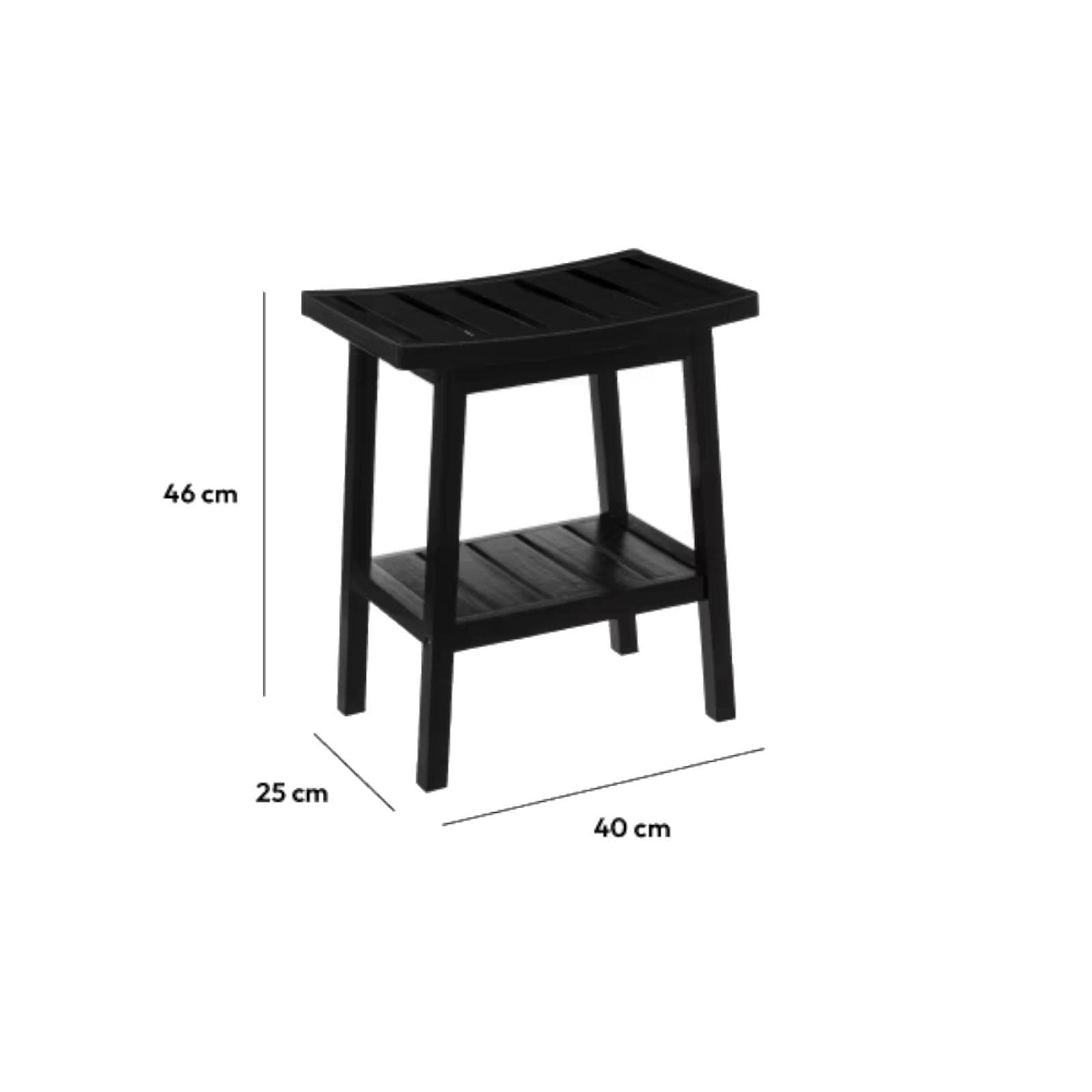 Sgabello con ripiano 46h cm in bambù nero - Giordy