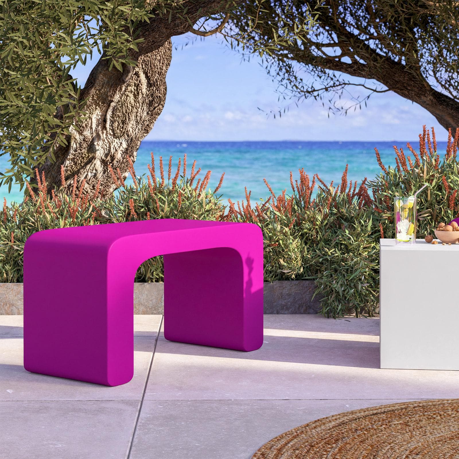 Sgabello da giardino 2 posti in polietilene viola - Marinha