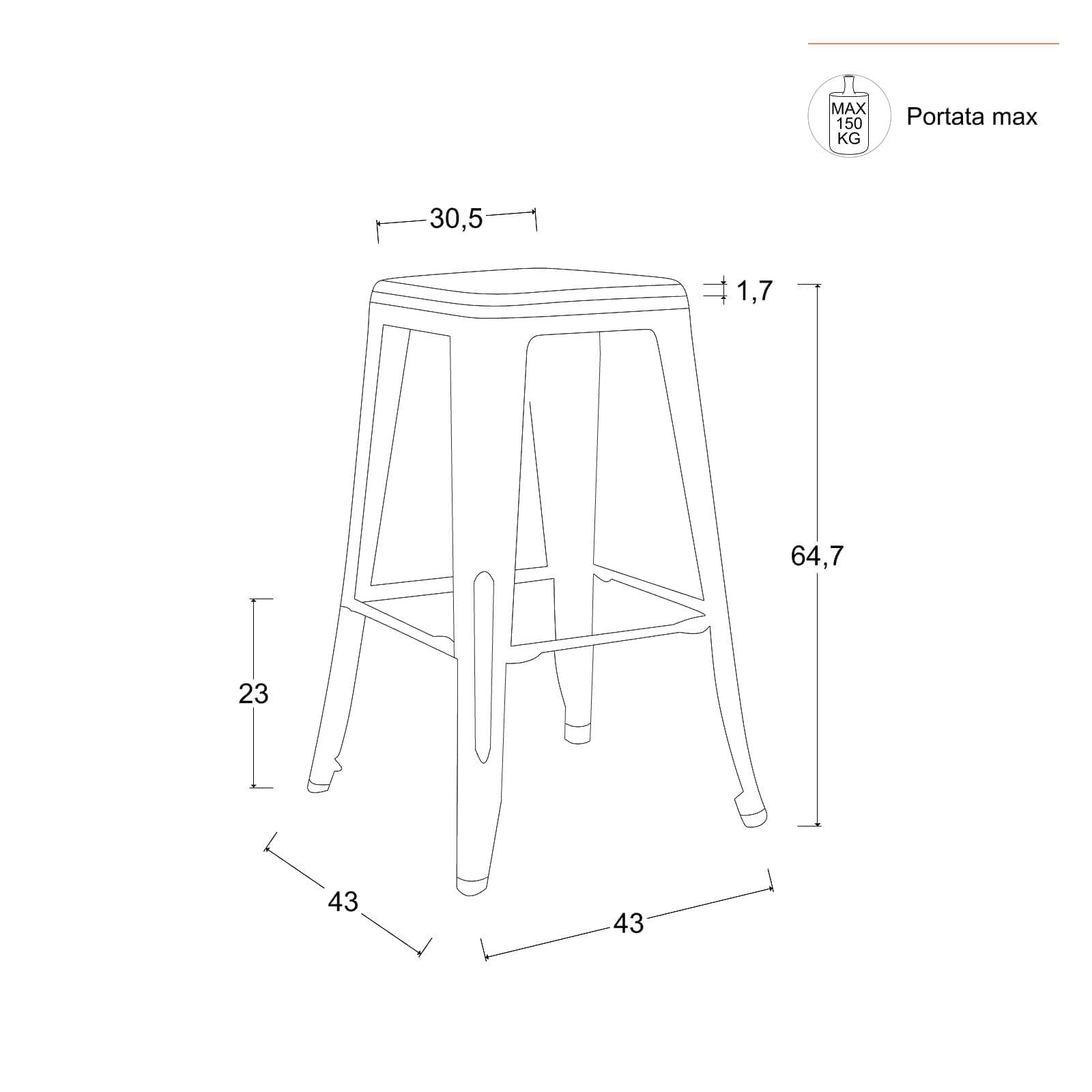 FARLEY GIARDINO SGABELLO BIANCO C/ SEDUTA LEGNO 63H CM