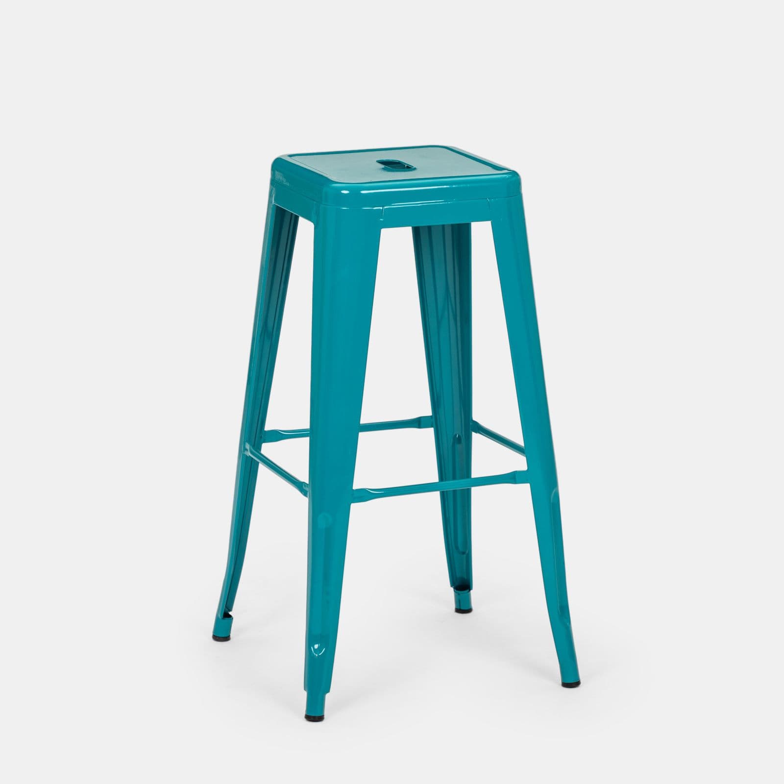 Sgabello da giardino impilabile stile industrial in metallo blu petrolio - Farley