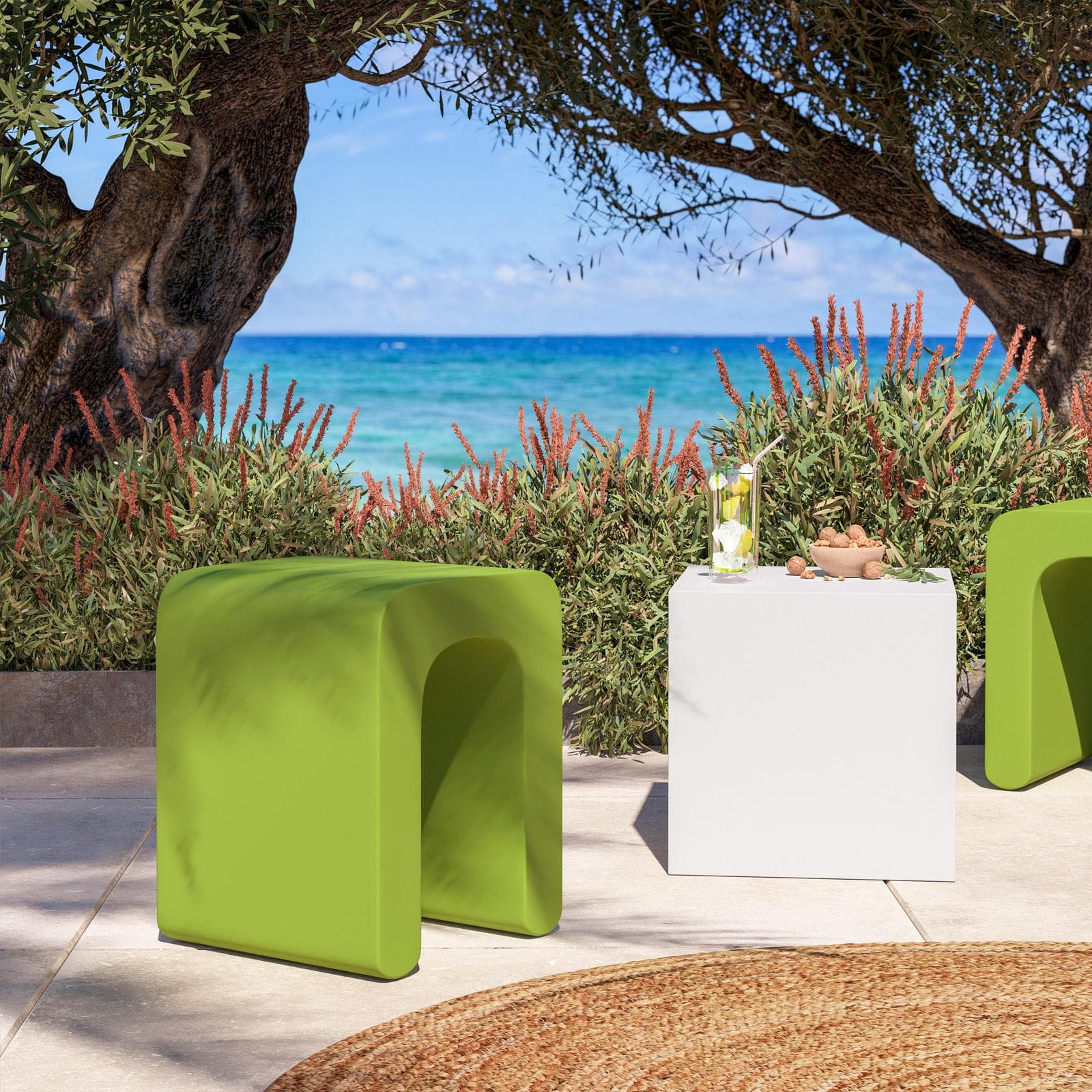 Sgabello da giardino in polietilene verde kiwi - Marinha