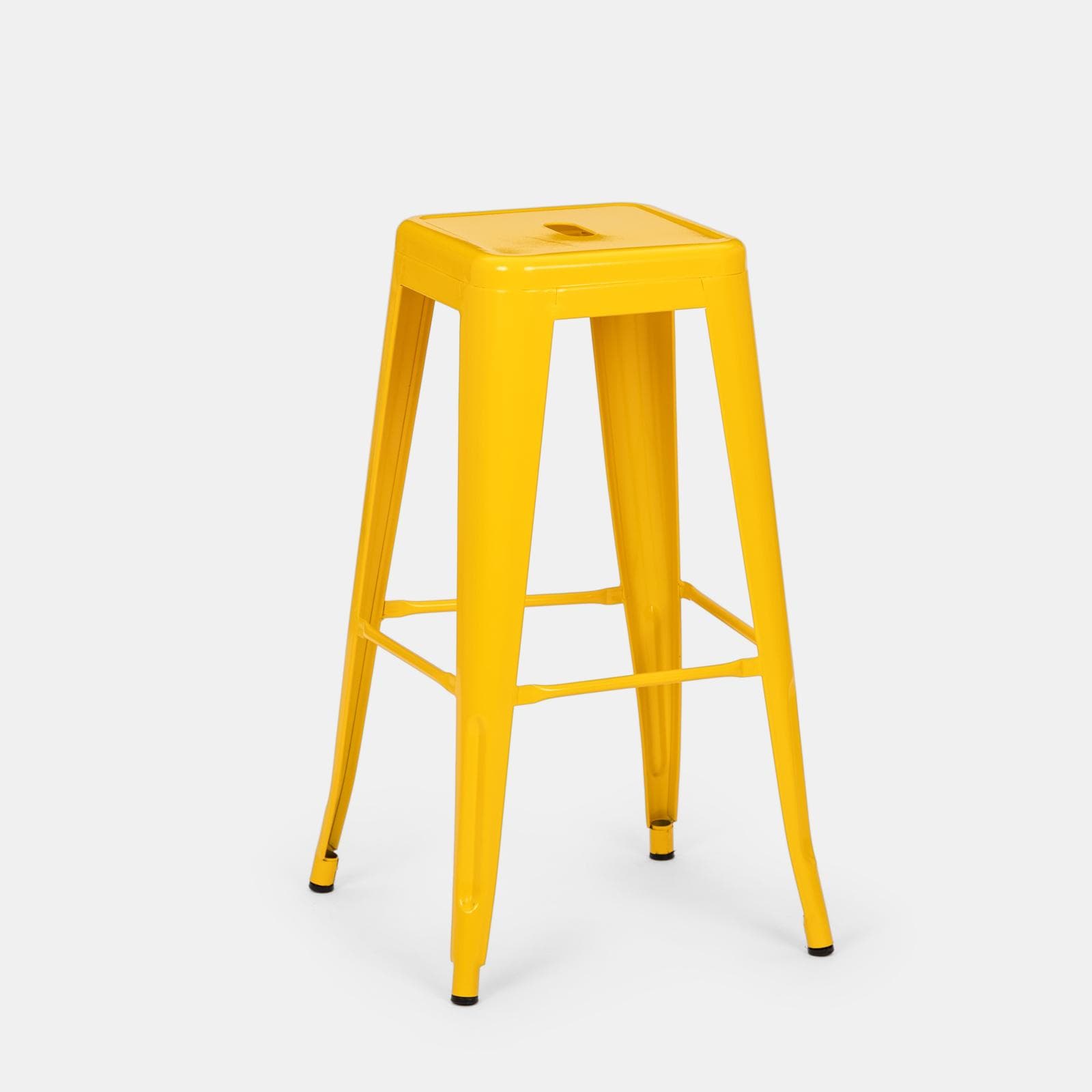 Sgabello impilabile stile industrial in metallo giallo - Farley
