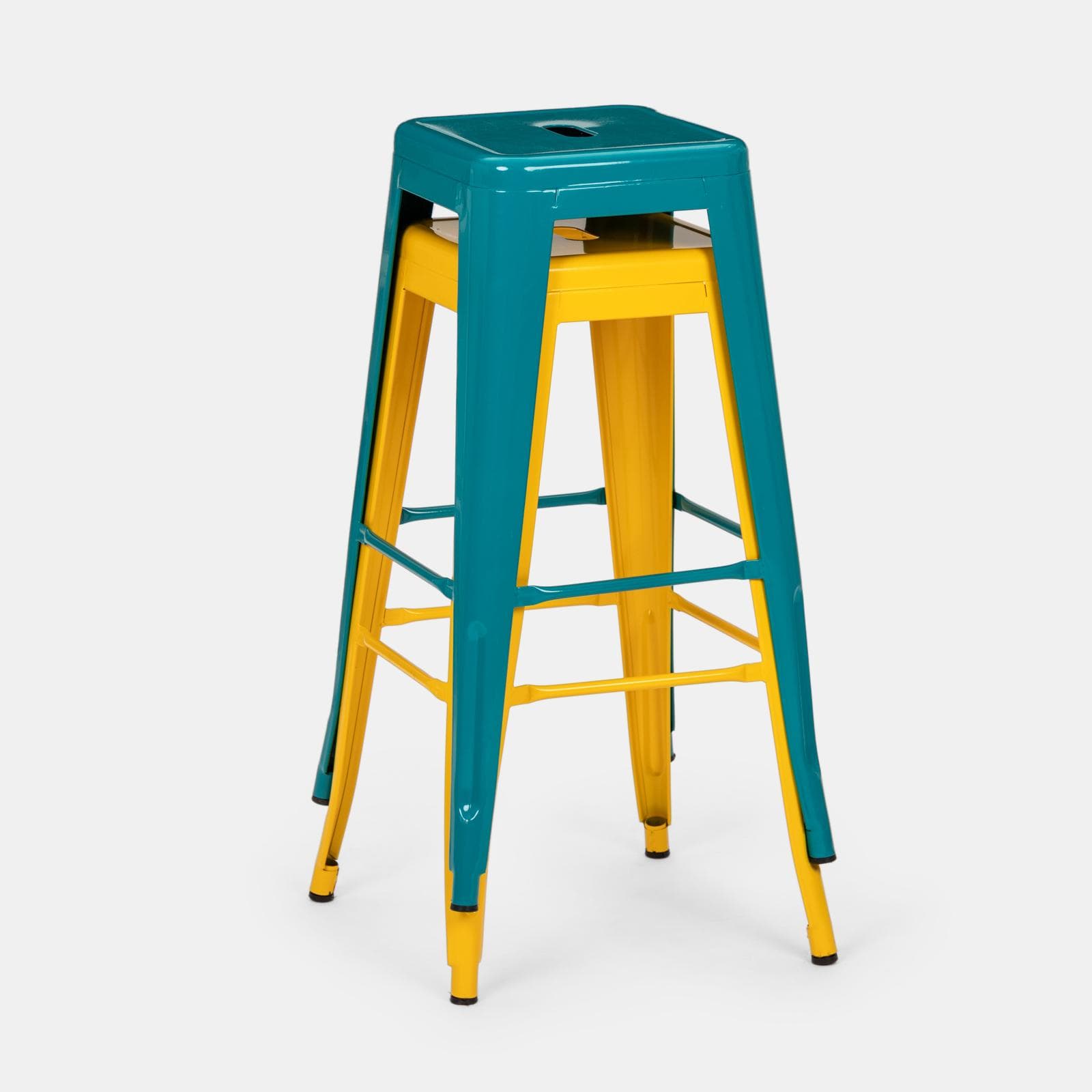 Sgabello impilabile stile industrial in metallo giallo - Farley