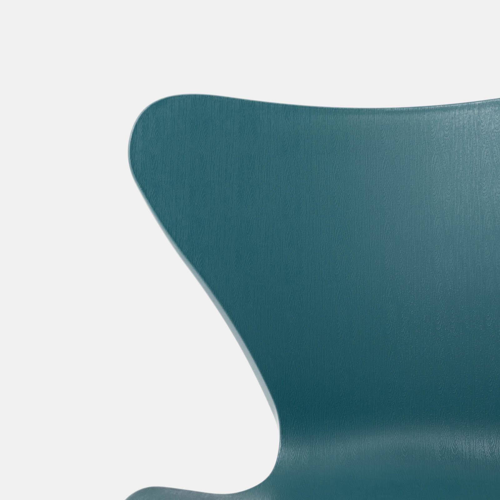 Sgabello in polipropilene blu petrolio con seduta effetto legno e gambe in metallo nero - Dolly