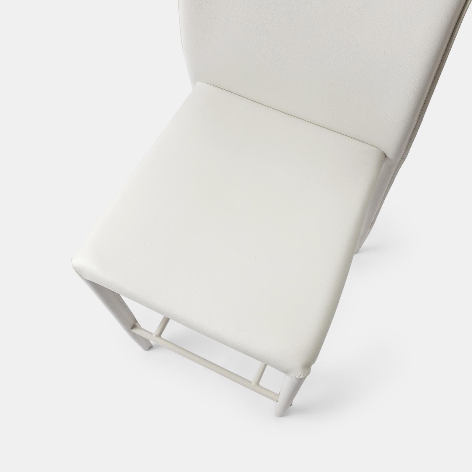 Sgabello in similpelle bianco con poggiapiedi - Manfredi