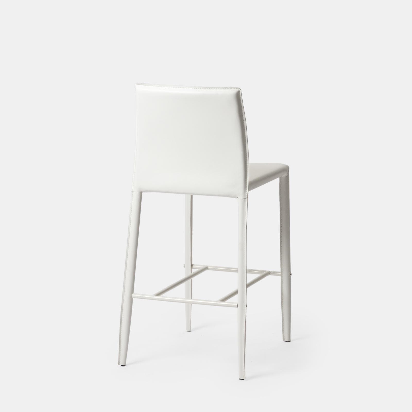 Sgabello in similpelle bianco con poggiapiedi - Manfredi