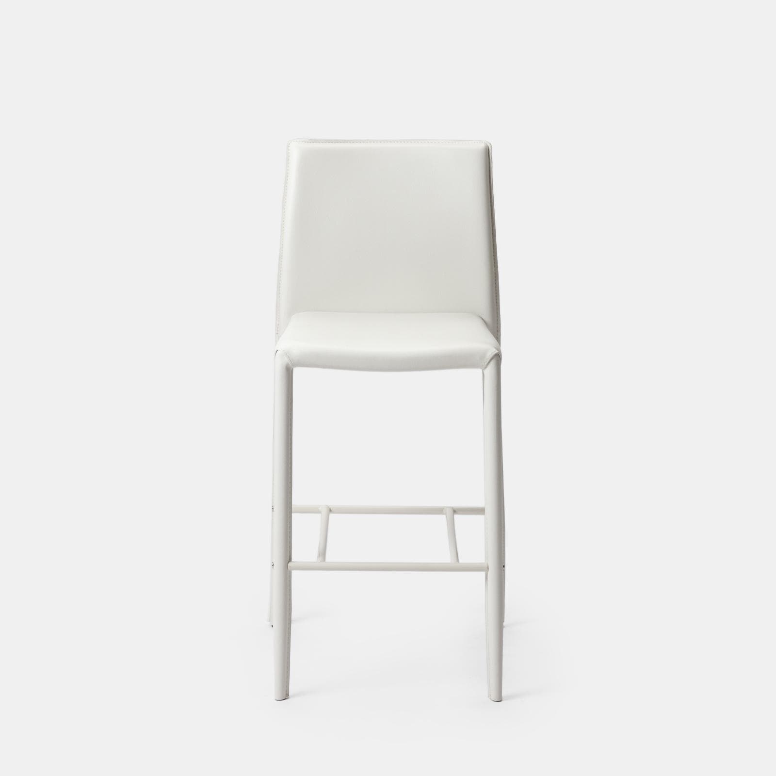 Sgabello in similpelle bianco con poggiapiedi - Manfredi