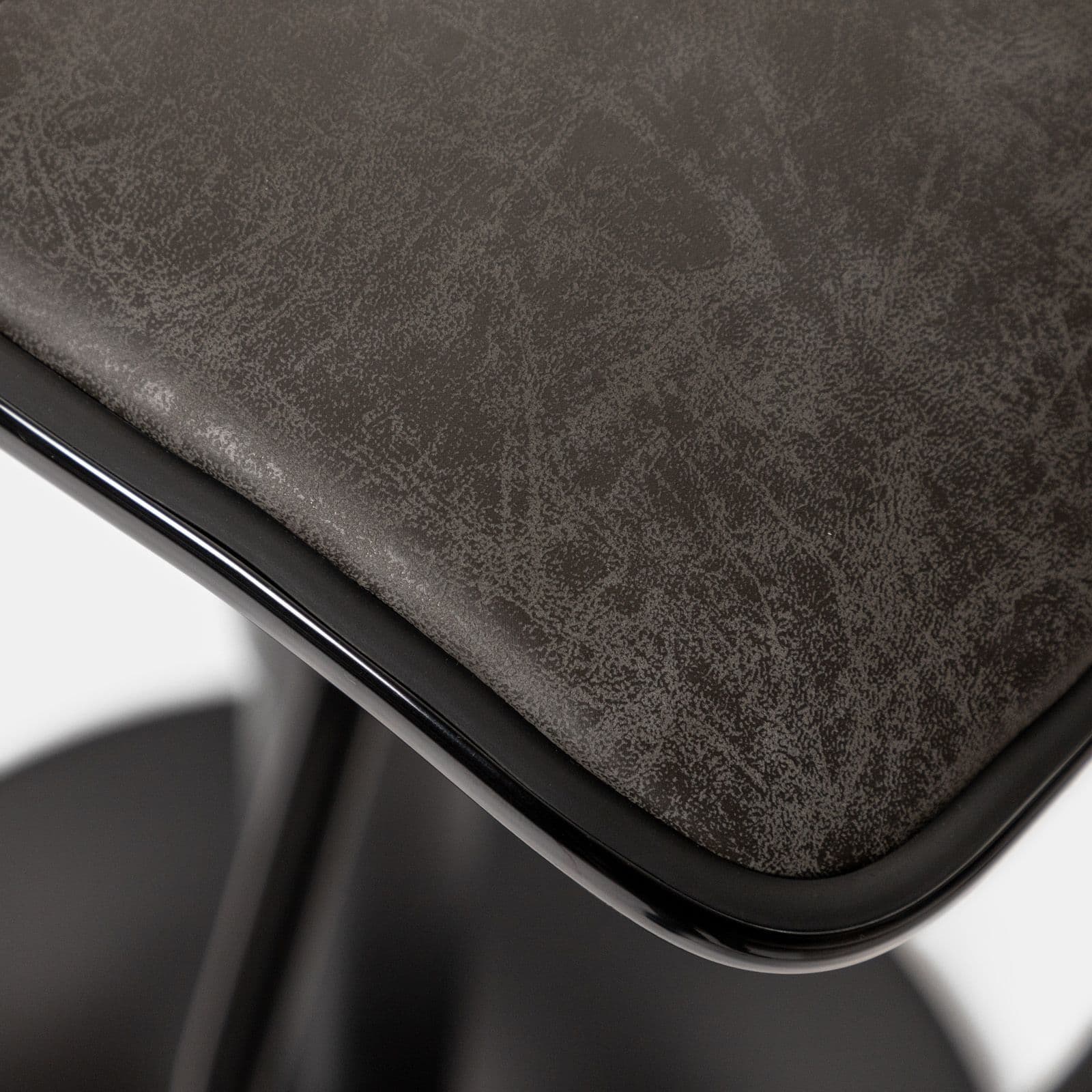 Sgabello in similpelle trapuntato grigio con base nera ed altezza regolabile - Kerm