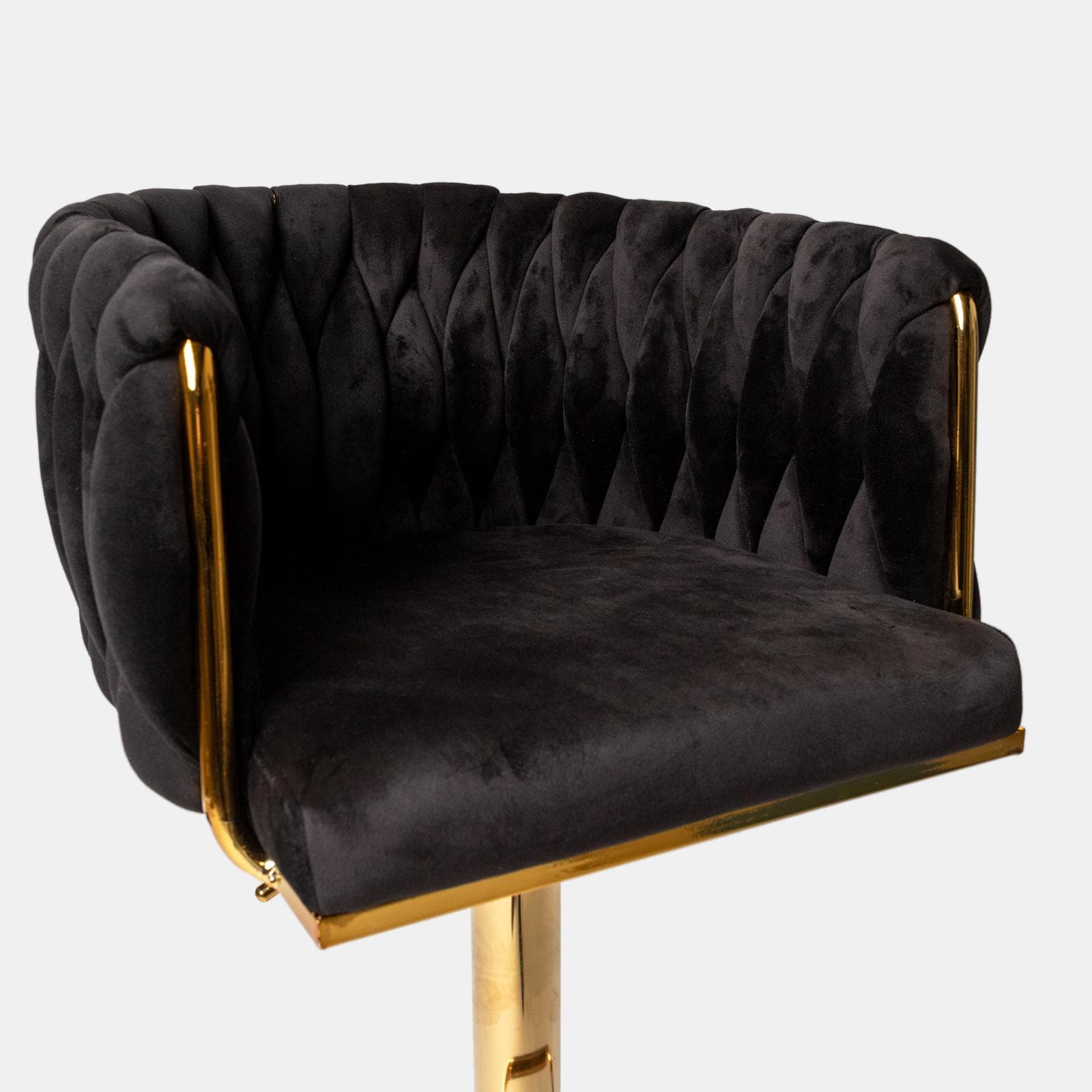 Sgabello in velluto nero intrecciato e gambe oro - Intrigue