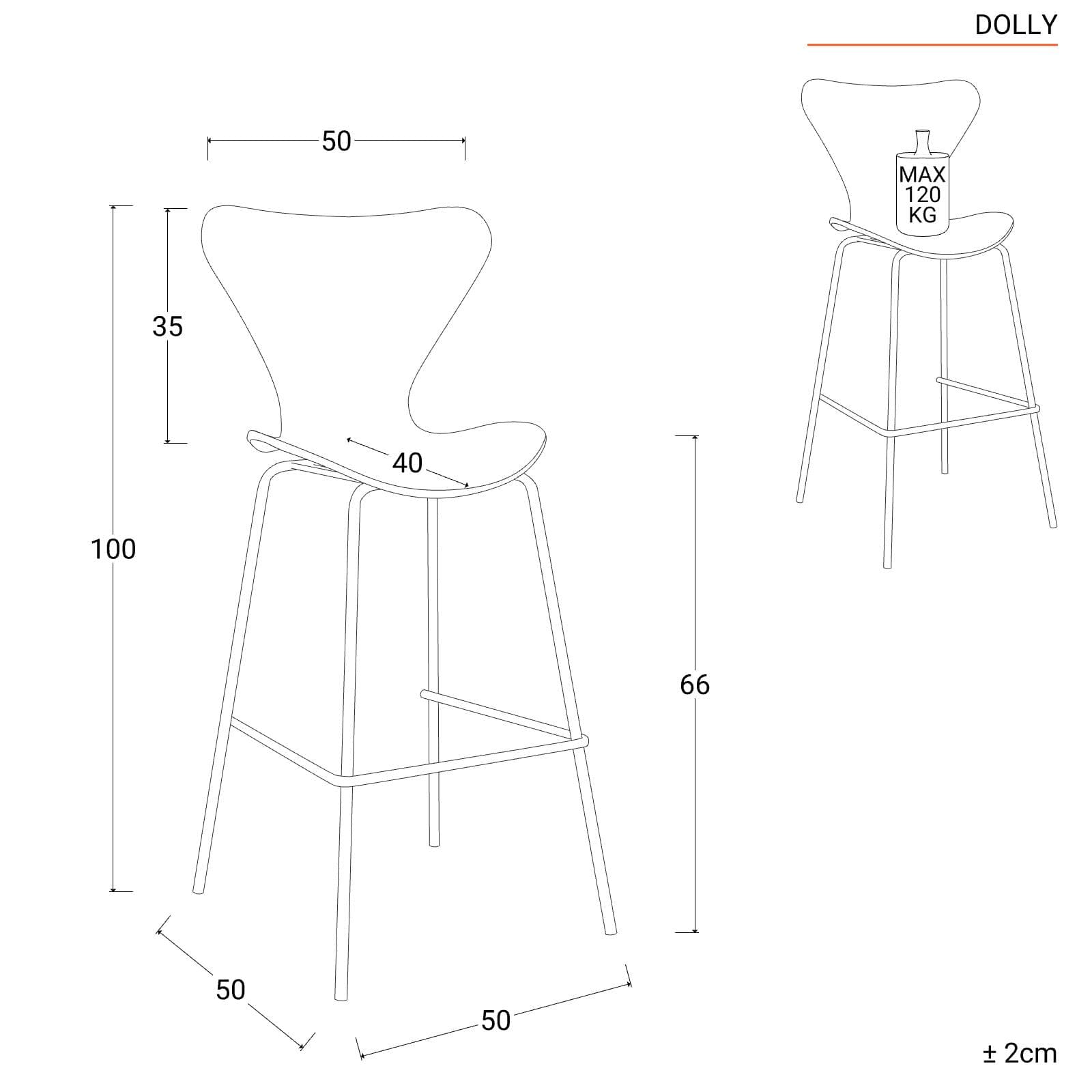Sgabello velluto tortora con gambe cromo - Dolly
