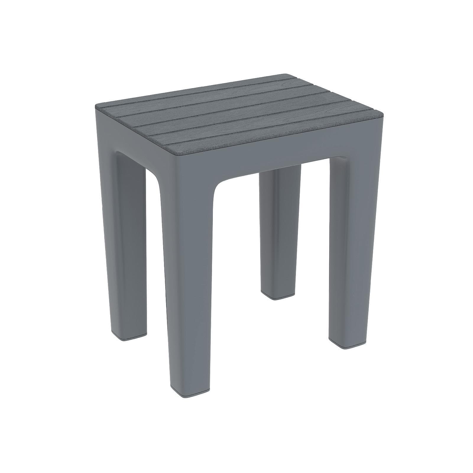 Sgabello multiuso in polipropilene grigio con seduta effetto legno - Woody