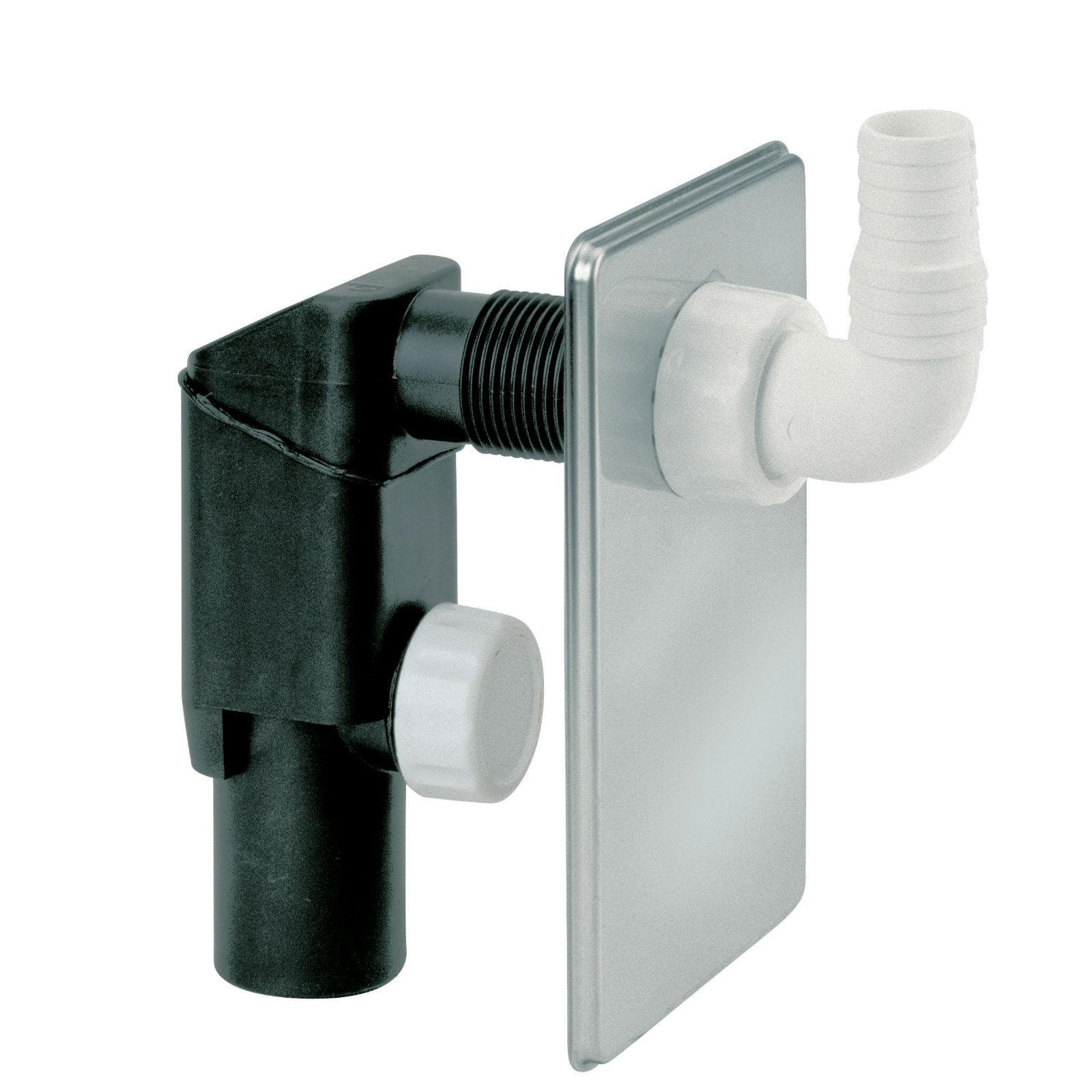 Sifone incasso per lavatrice in PP con piastra in INOX e pipetta in plastica Ø40
