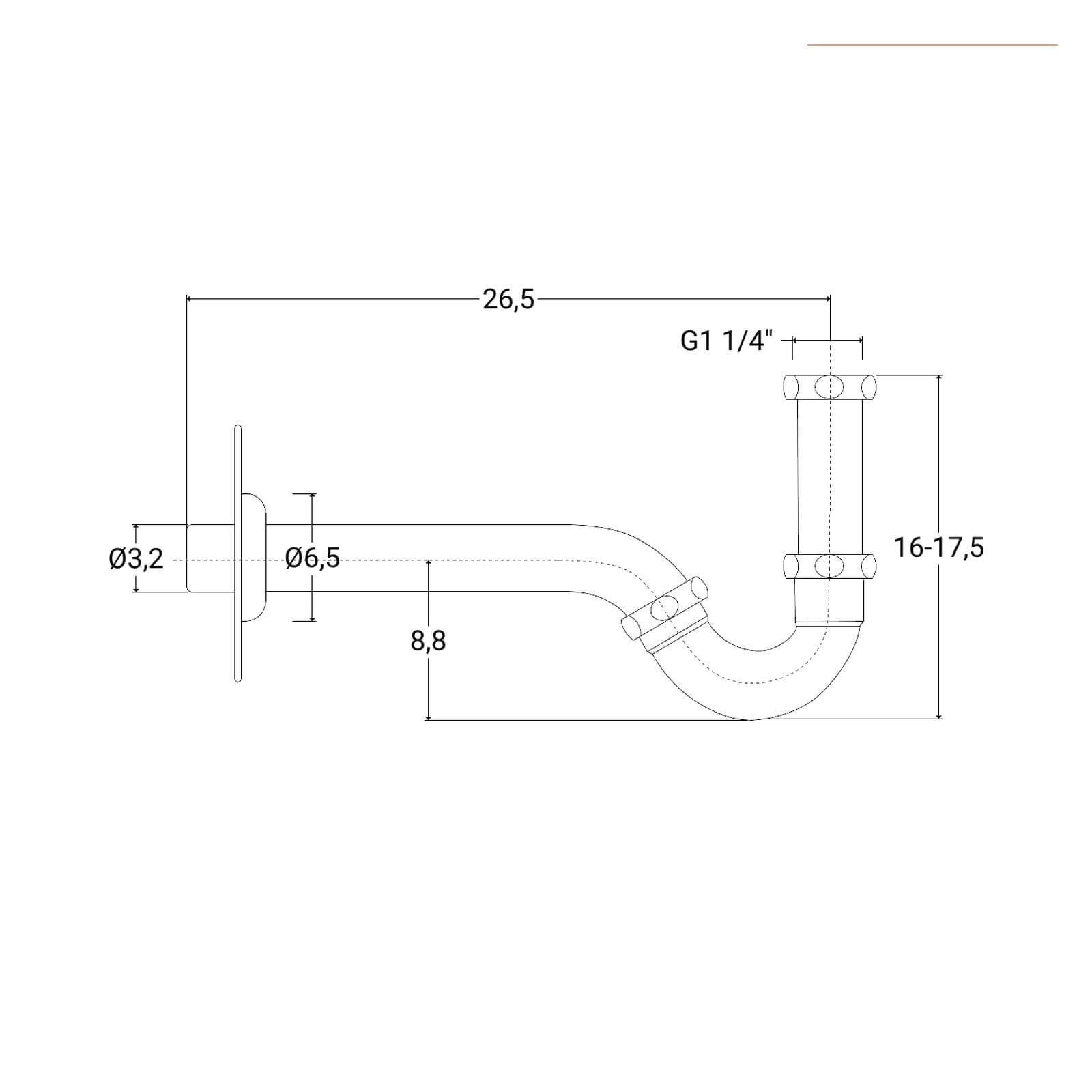 Sifone per scarico bidet con attacco standard cromo