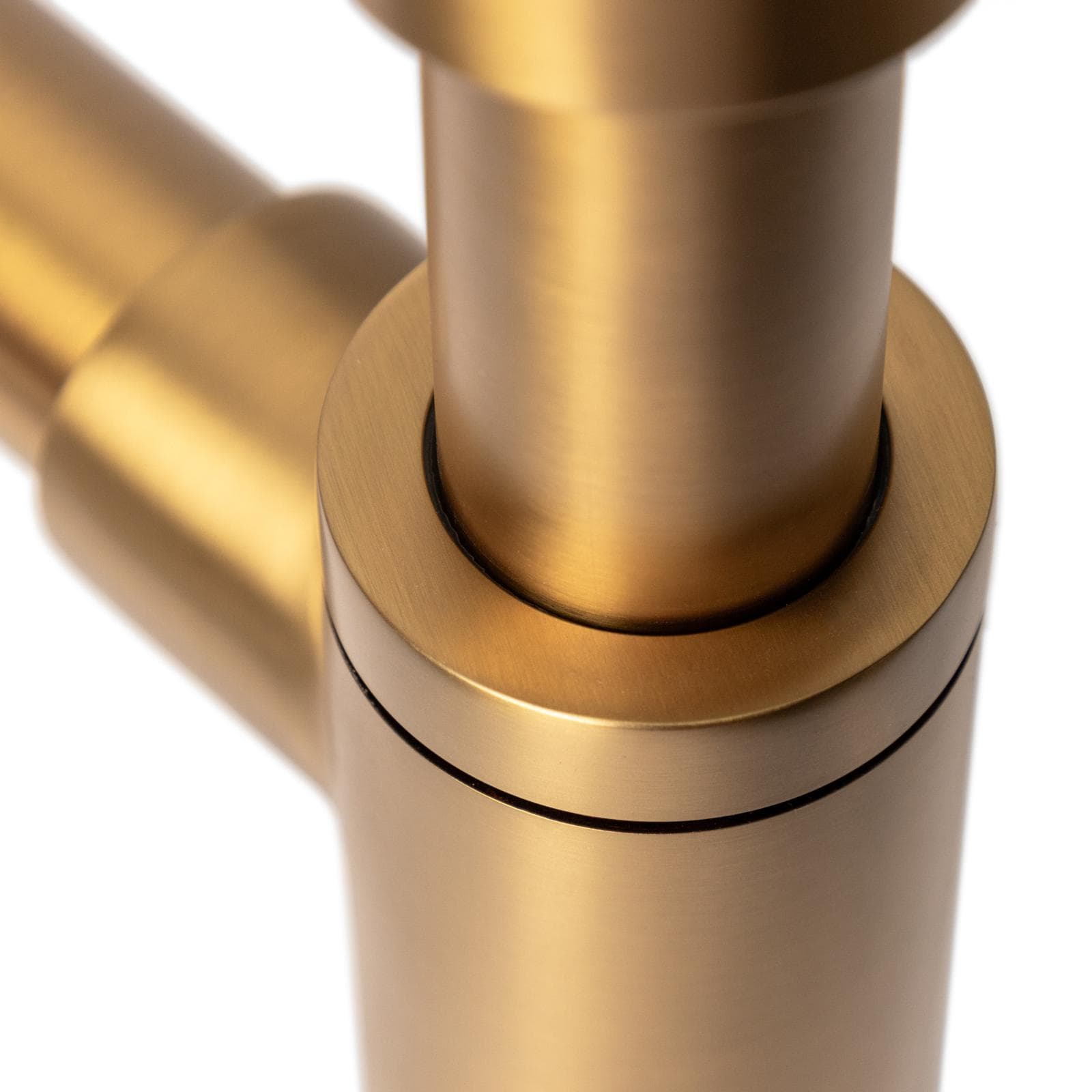 Sifone tondo per lavabo sospeso o appoggio in ottone oro spazzolato