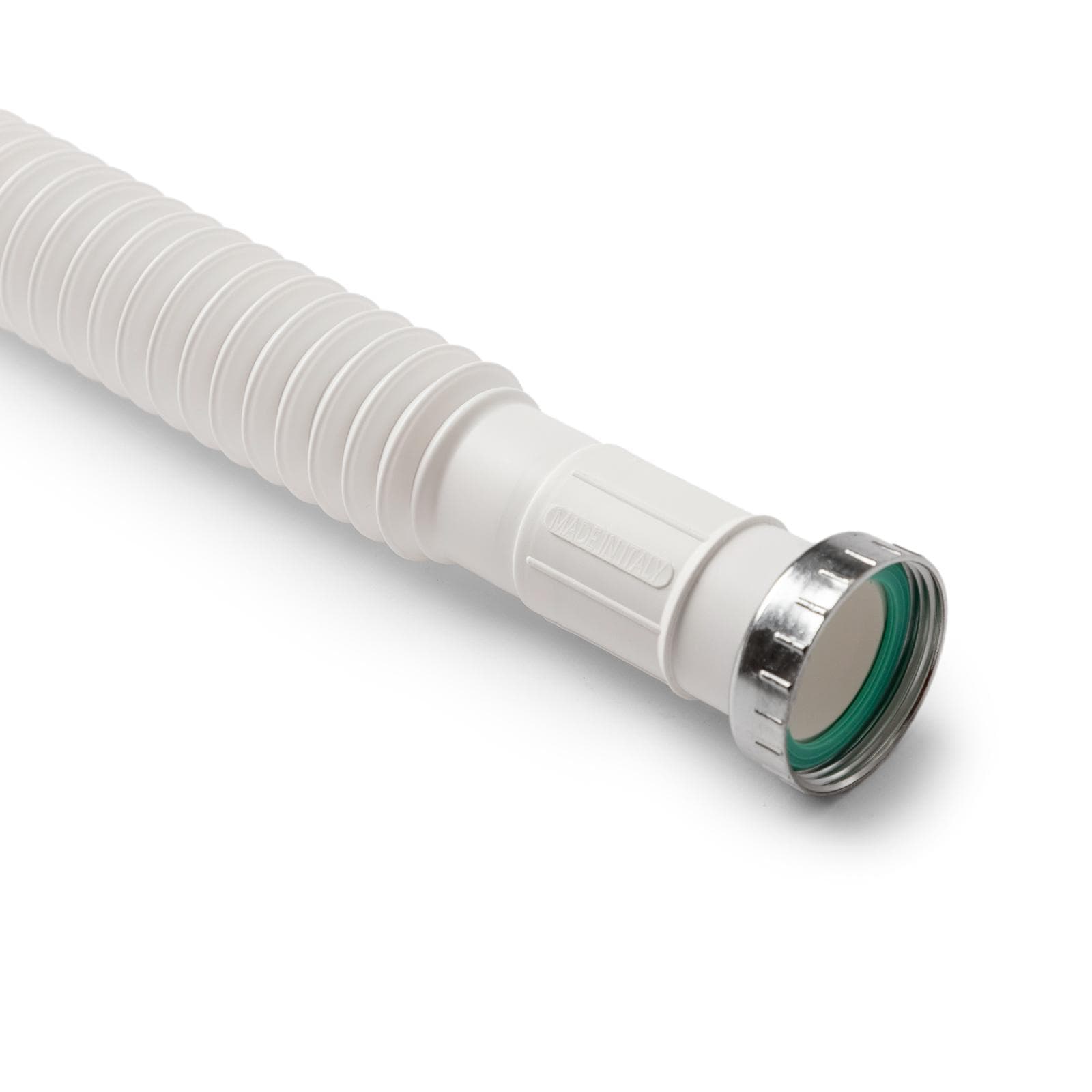 Sifone universale flessibile ed estensibile bianco con ghiera in metallo per lavabo e bidet