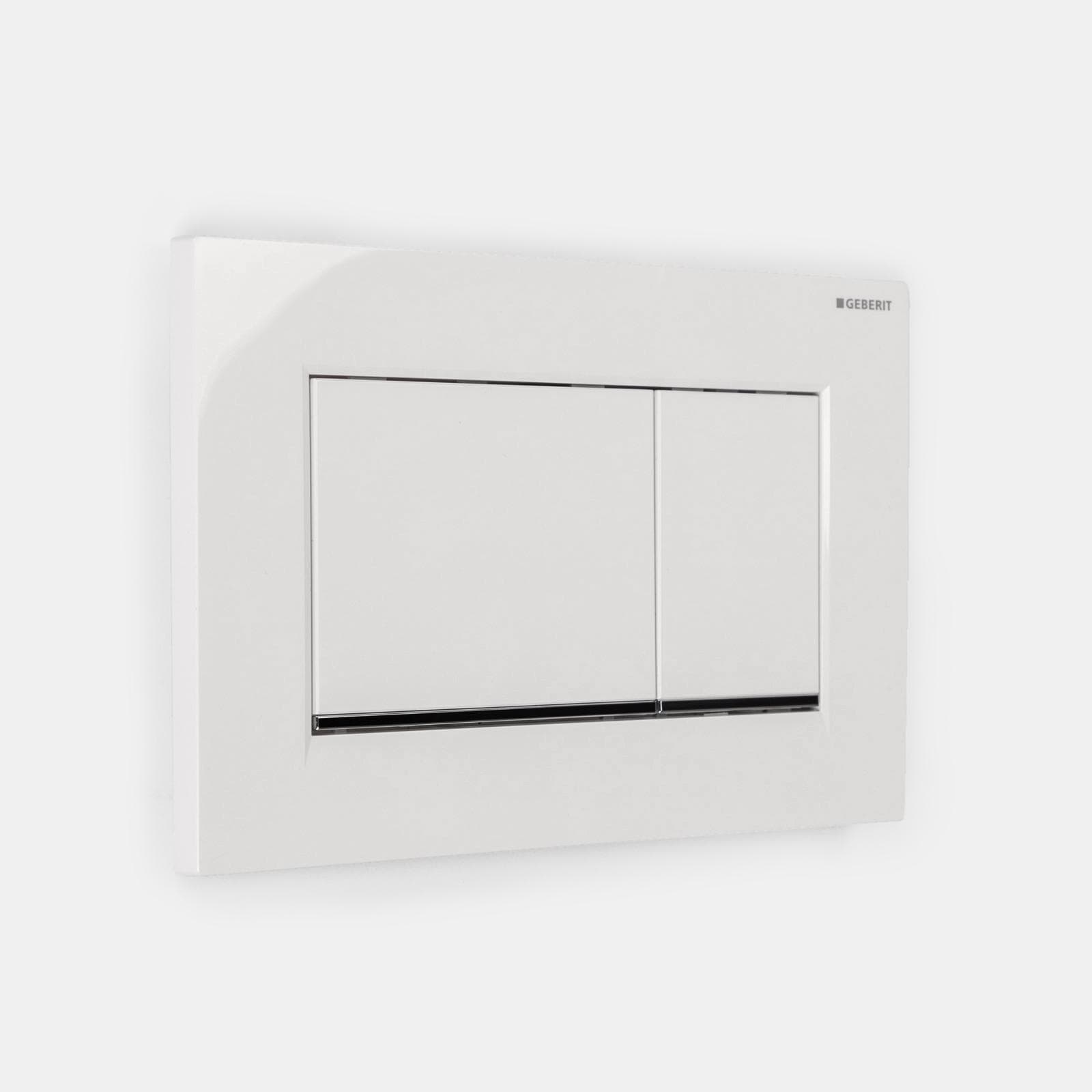 Placca di comando doppio tasto Geberit per Sigma 8 bianco e cromato - Sigma20 square