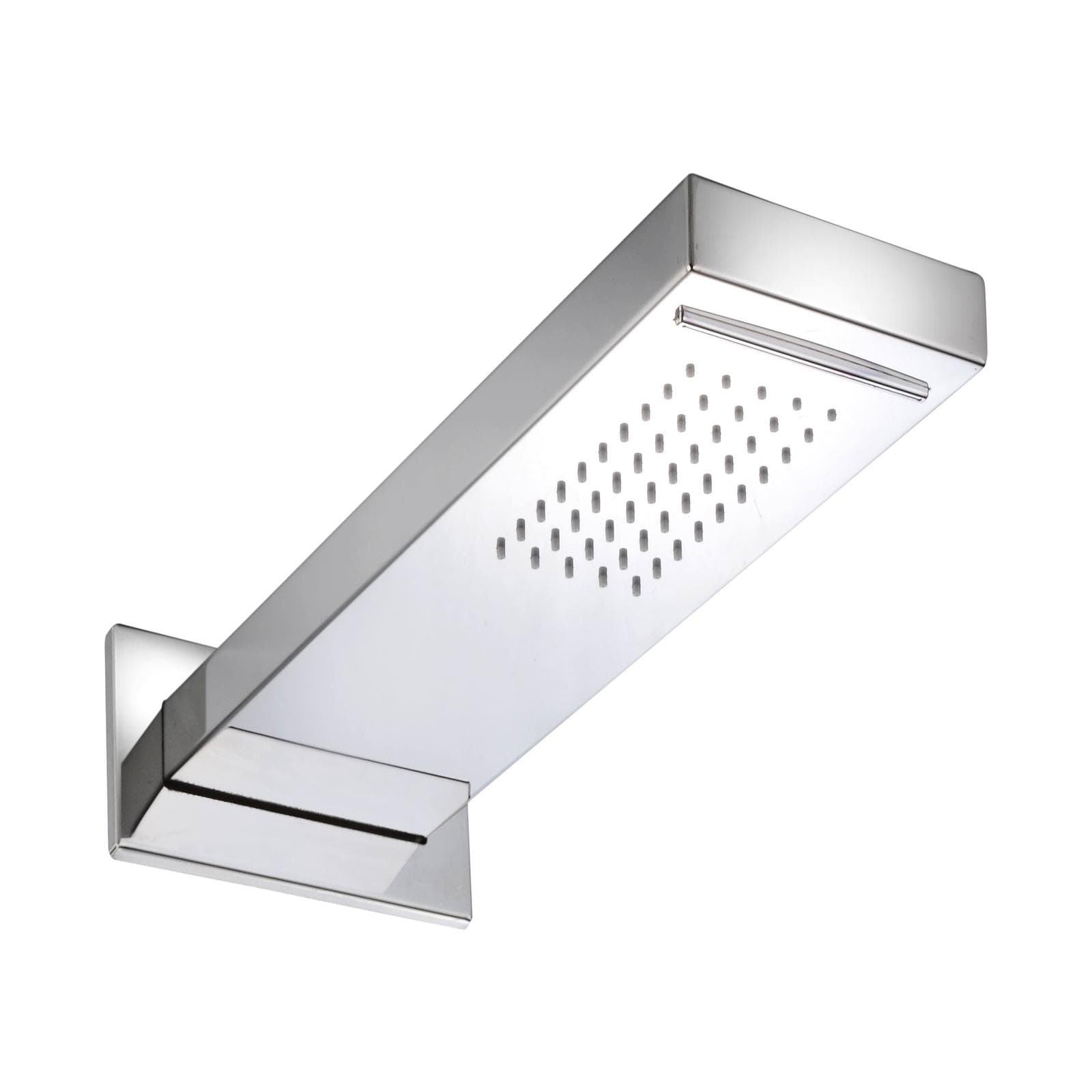 Soffione acciaio cromato a parete 50x15 design squadrato con cascata