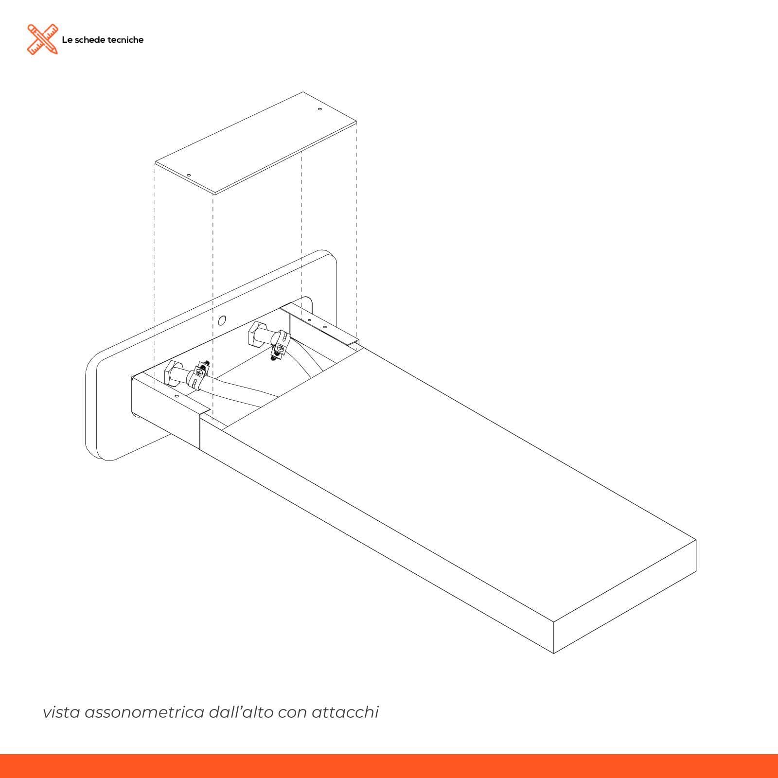 Soffione acciaio cromato a parete 50x15 design squadrato con cascata