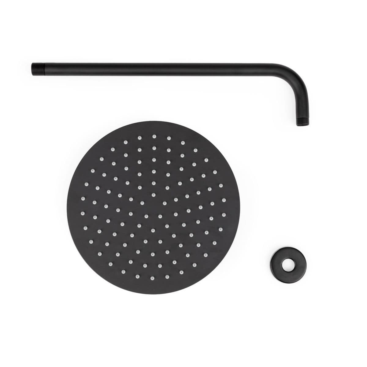 Soffione e braccio doccia nero opaco design ultraslim anticalcare con forma circolare