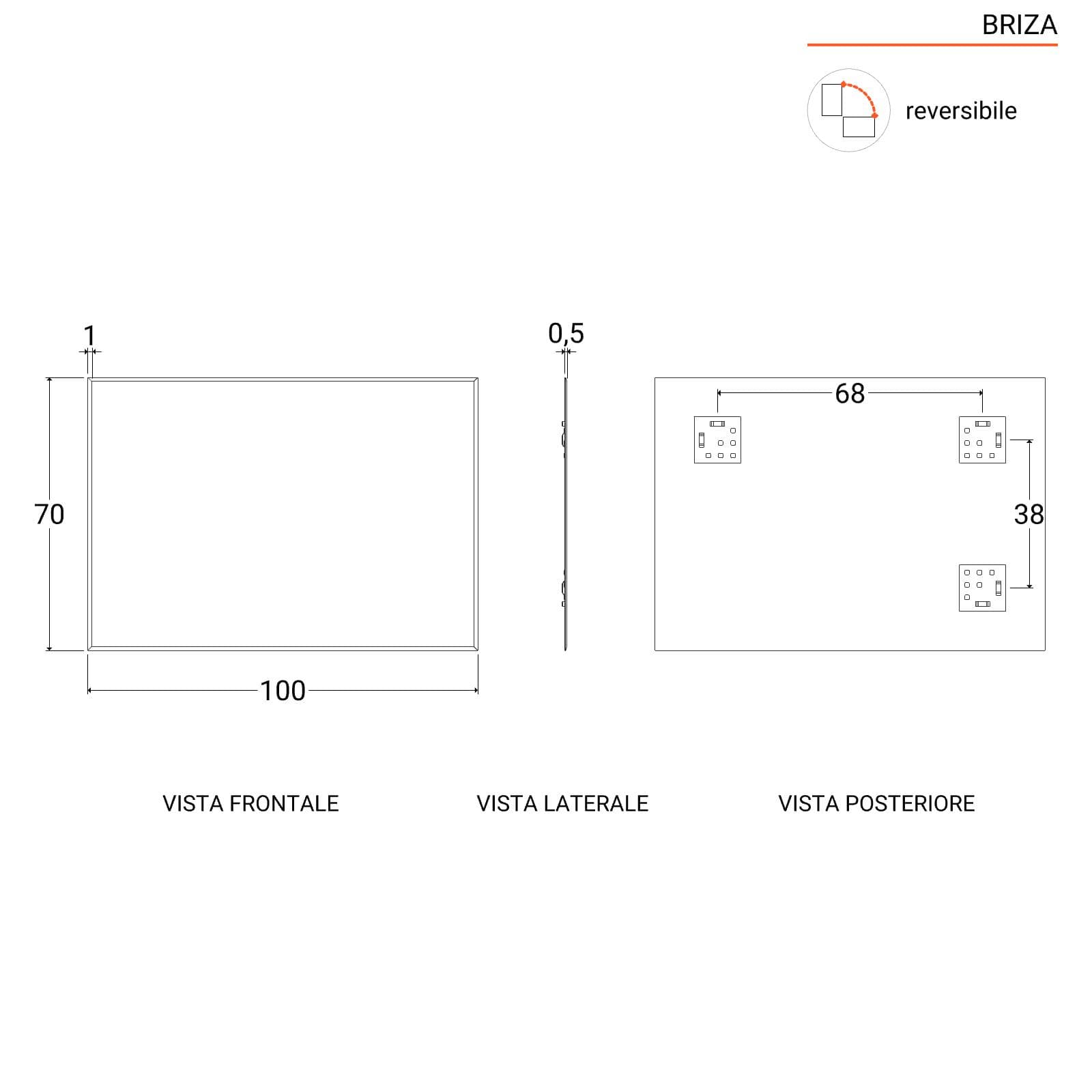 Specchio con cornice bisellata 100 x 70 cm reversibile - Briza