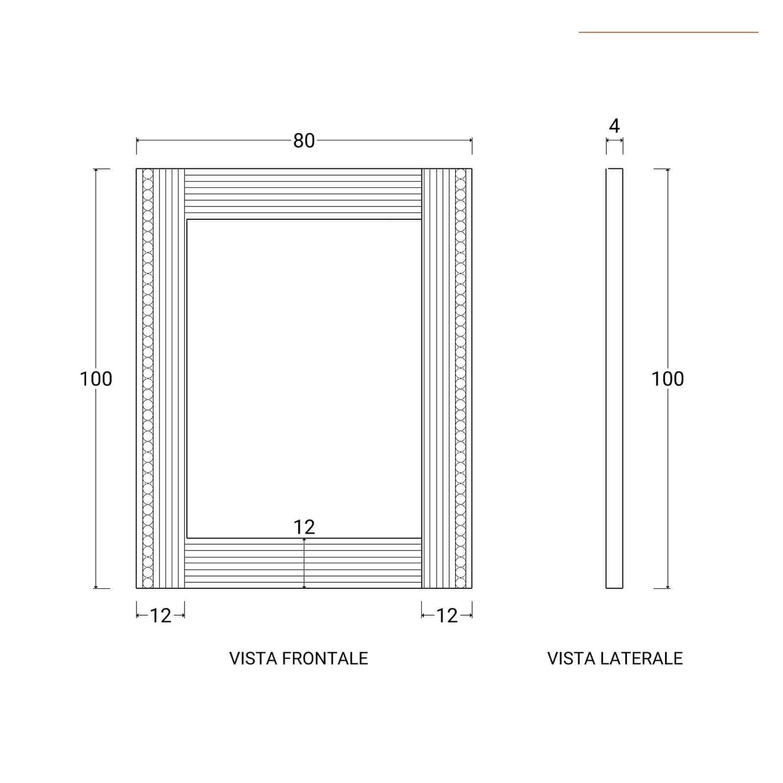 Specchio 100x80 cm reversibile con cornice in legno di mango naturale - Hindi