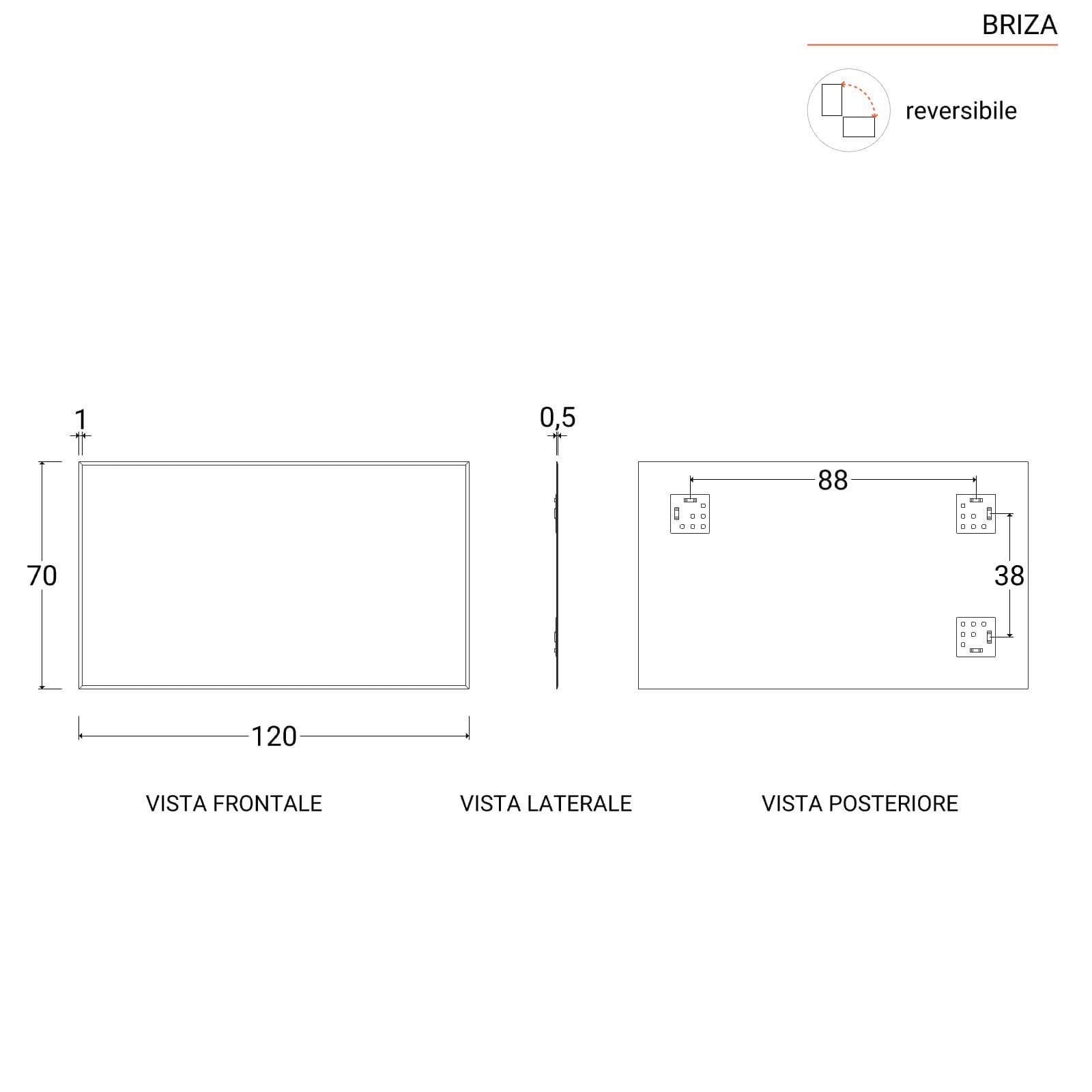 Specchio con cornice bisellata 120 x 70 cm reversibile - Briza
