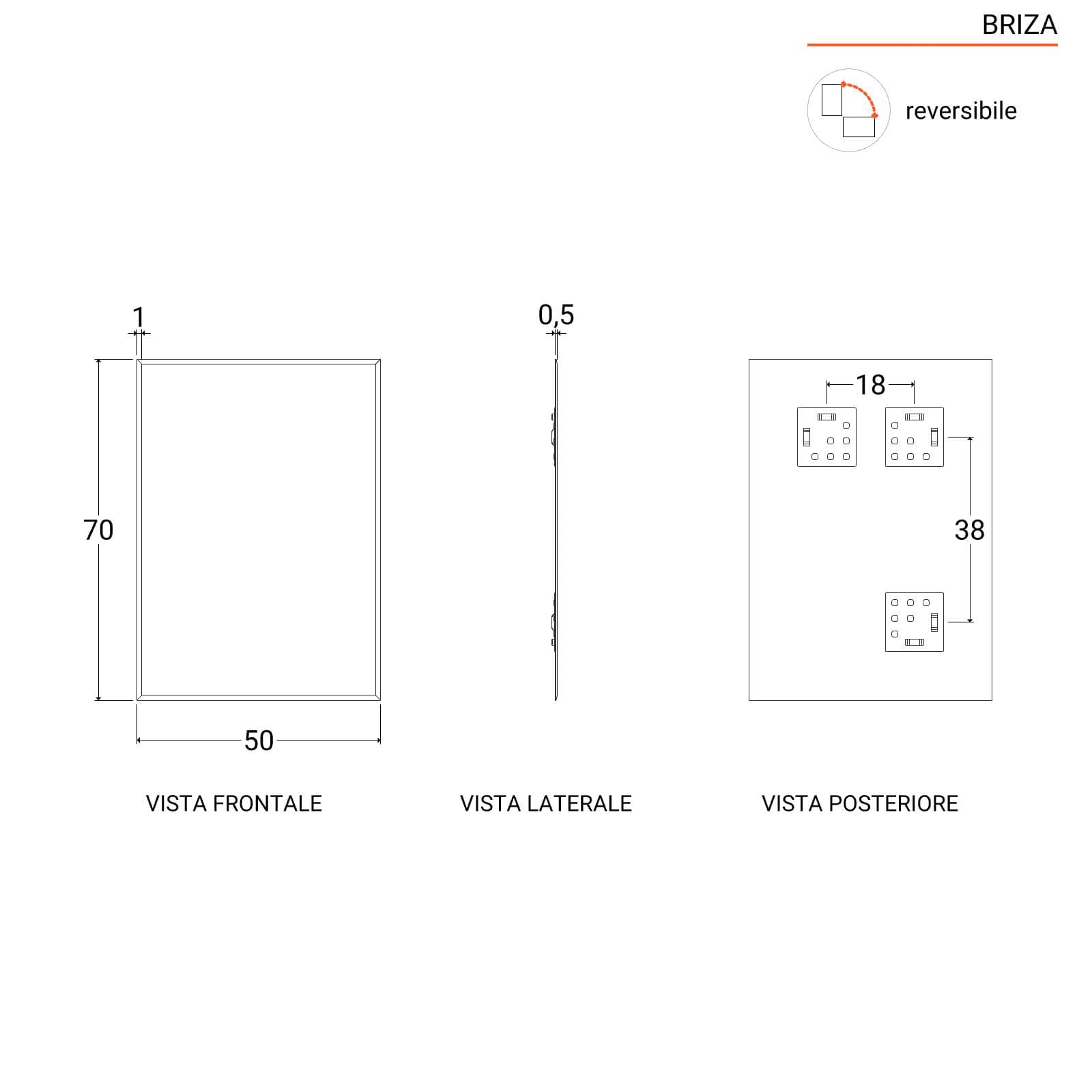 Specchio con cornice bisellata 50 x 70 cm reversibile - Briza