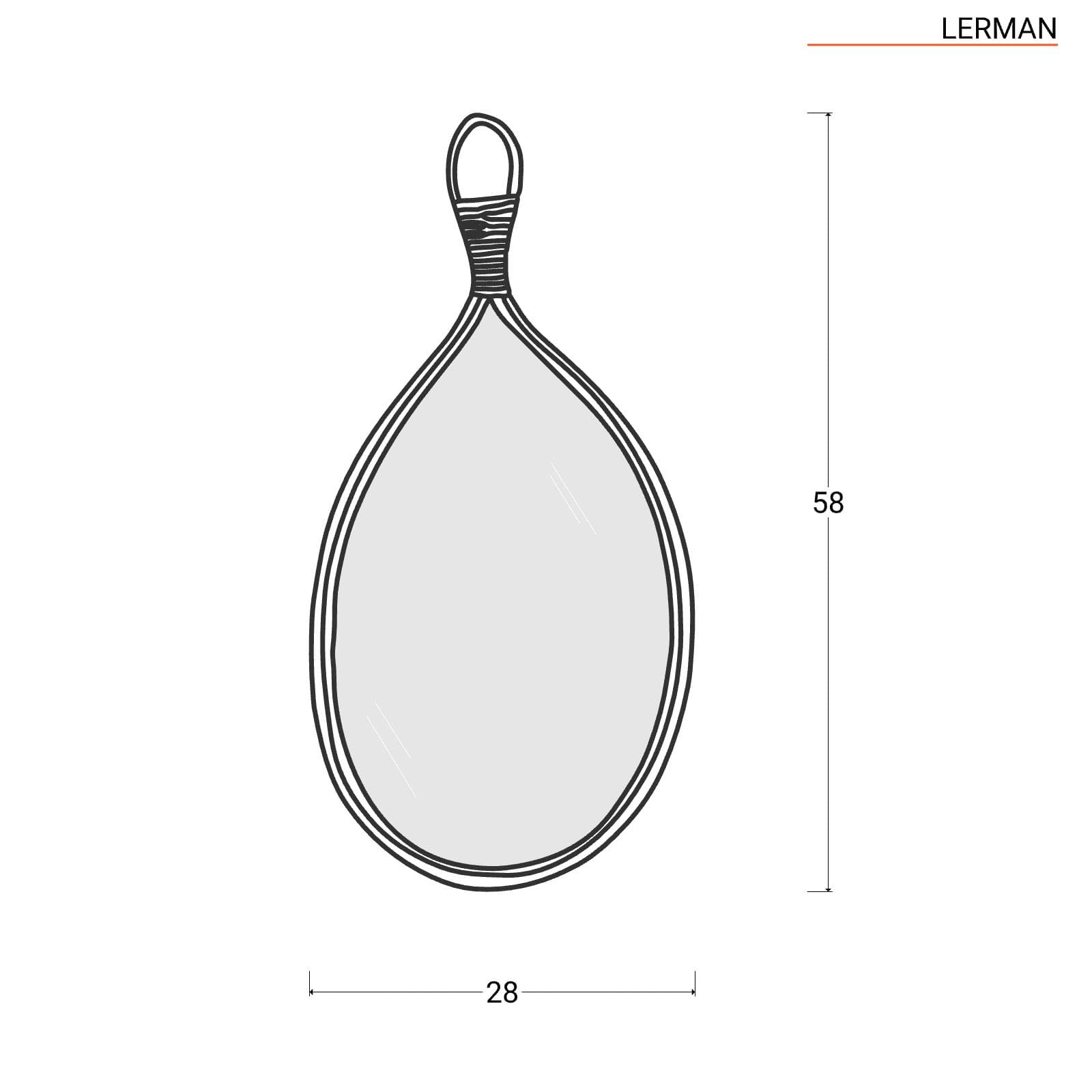 Specchio 58x28 cm con cornice in rattan - Lerman