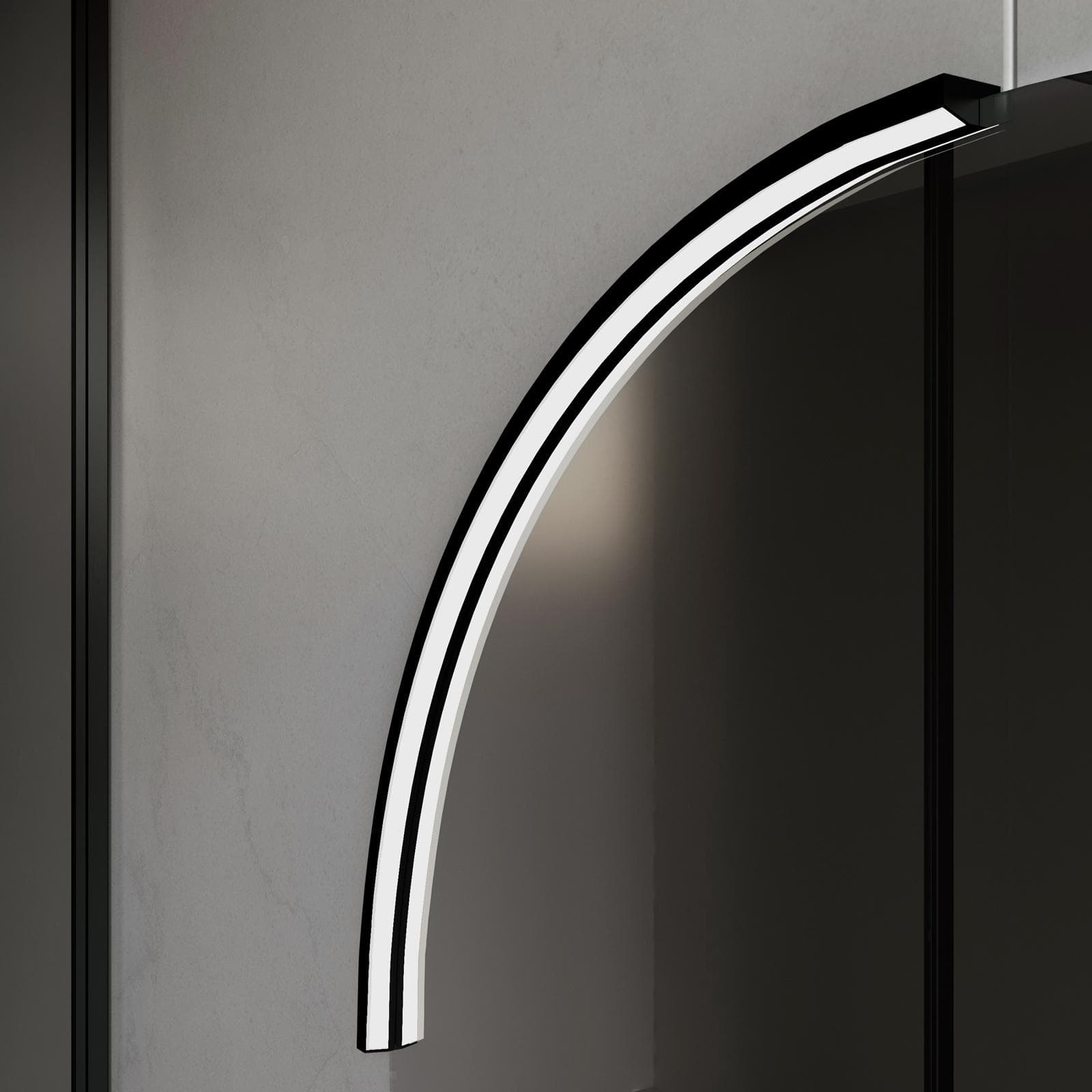 Specchio Ø70 cm con luce led a mezzaluna in alluminio nero - Raoled