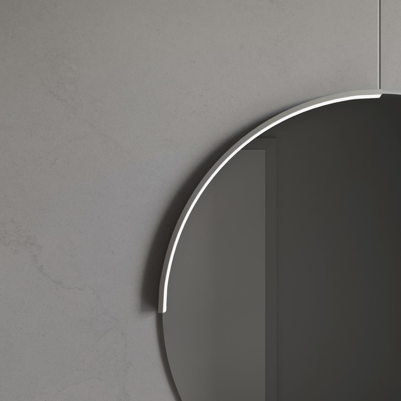Specchio Ø70 cm con luce led a mezzaluna in alluminio satinato - Raoled
