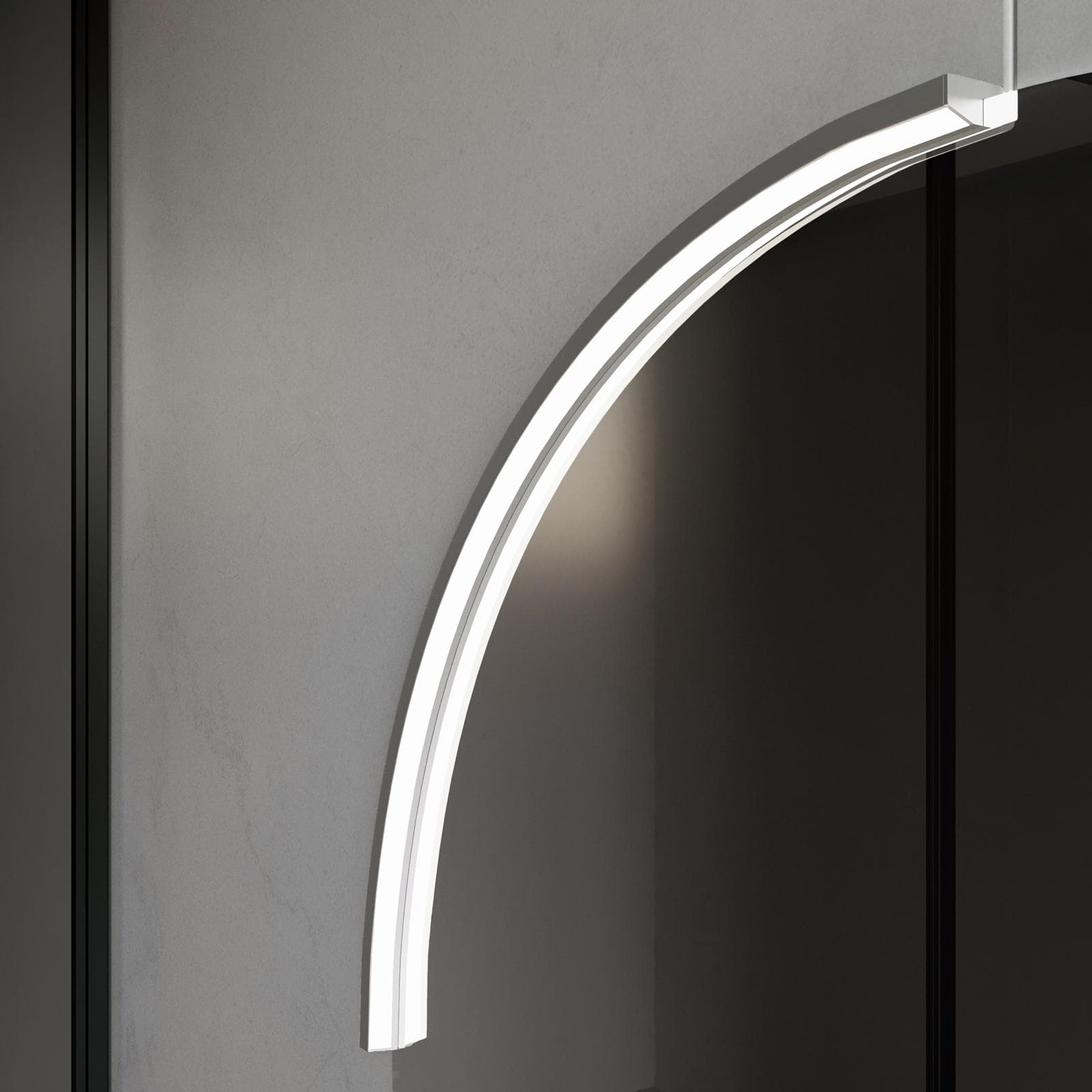 Specchio Ø70 cm con luce led a mezzaluna in alluminio satinato - Raoled